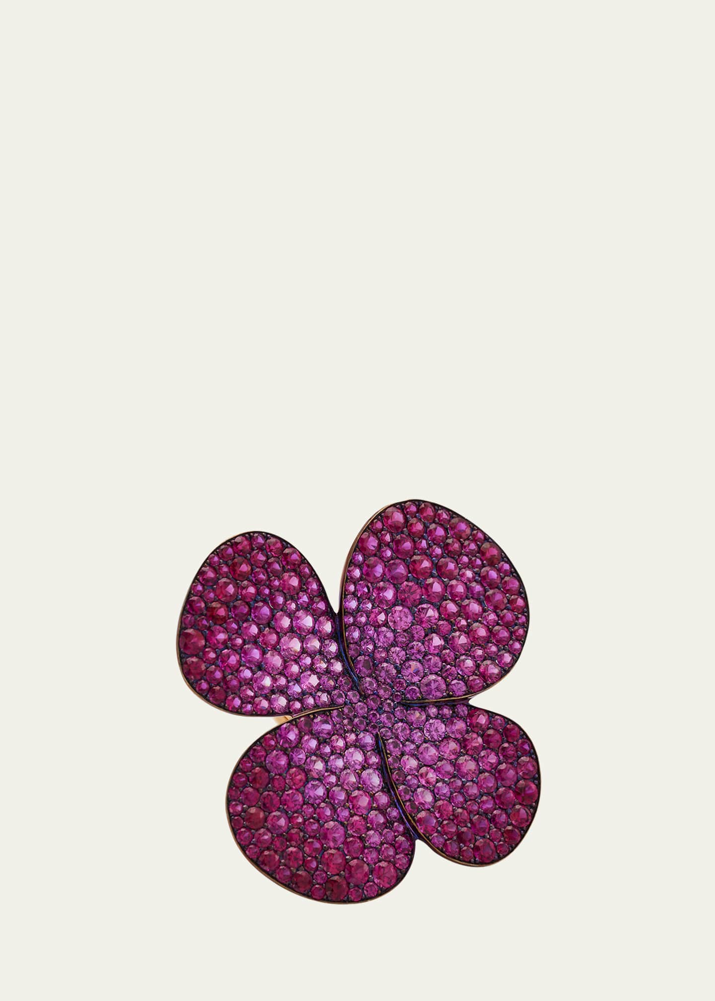 G Ruby, Sapphire and Diamond Titanium Clover Ring, EU 53 / US 6.5 Image 1 of 4