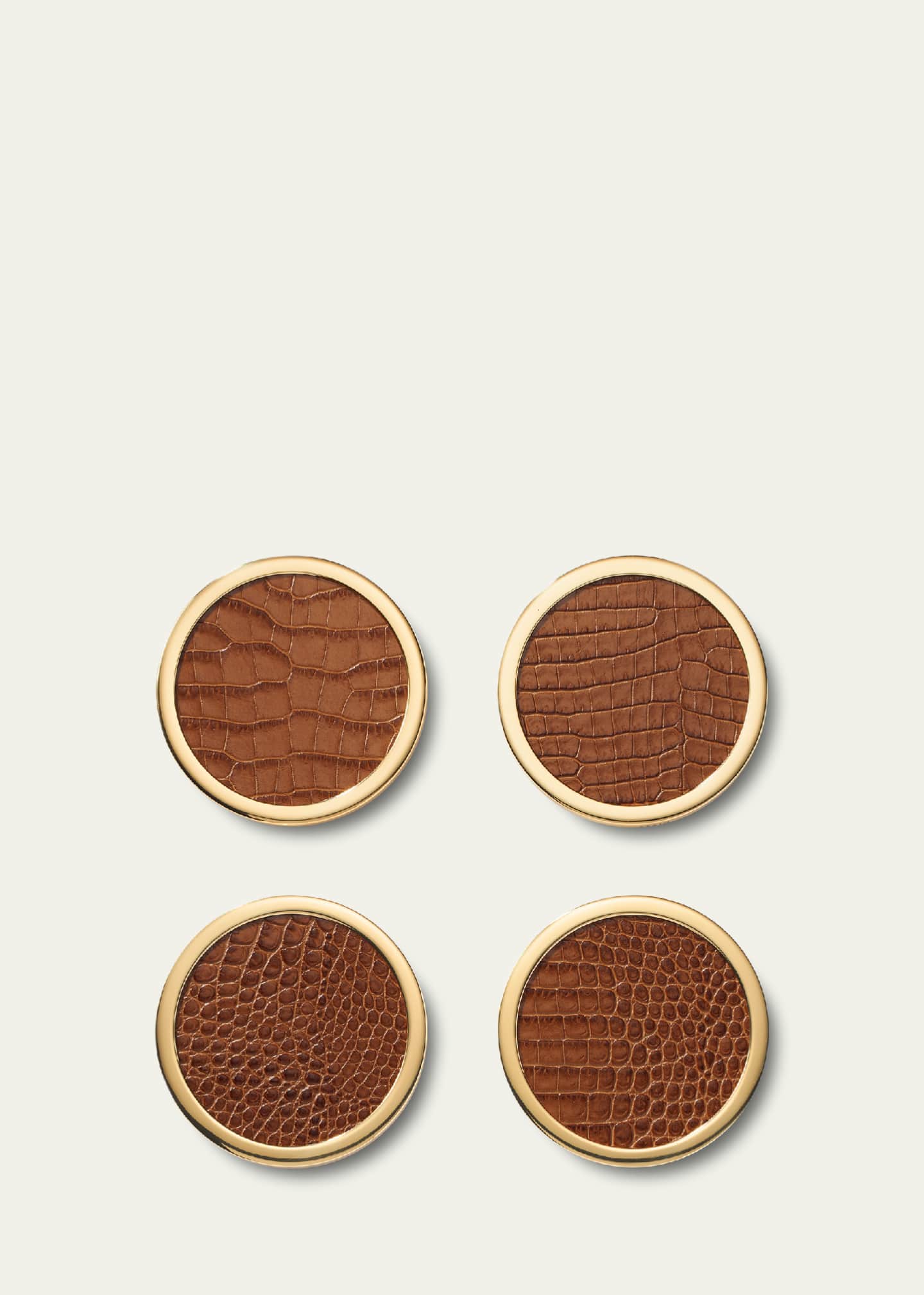 AERIN Colette Croc-Embossed Leather Coasters, Set of 4 Image 3 of 3