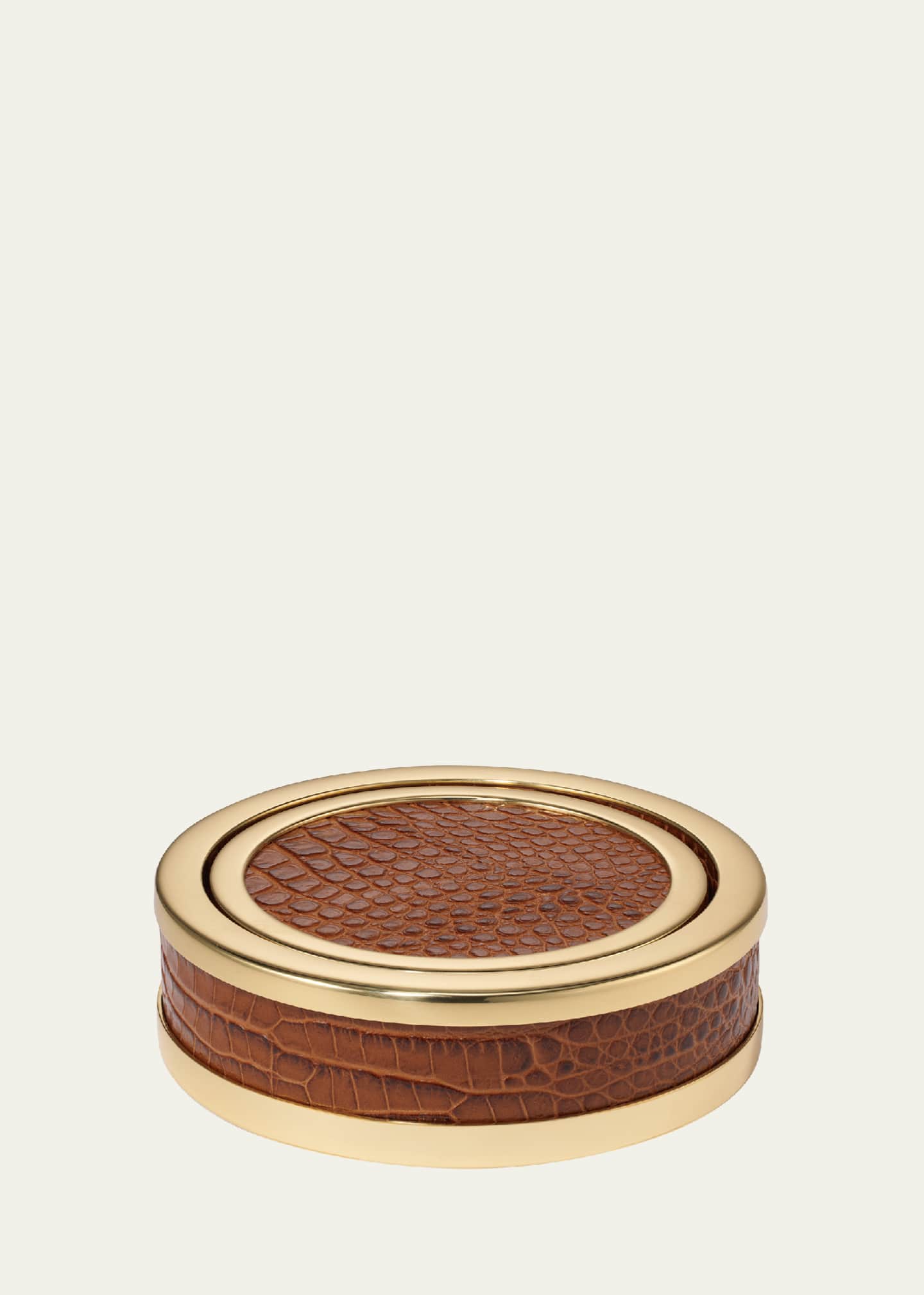 AERIN Colette Croc-Embossed Leather Coasters, Set of 4 Image 1 of 3