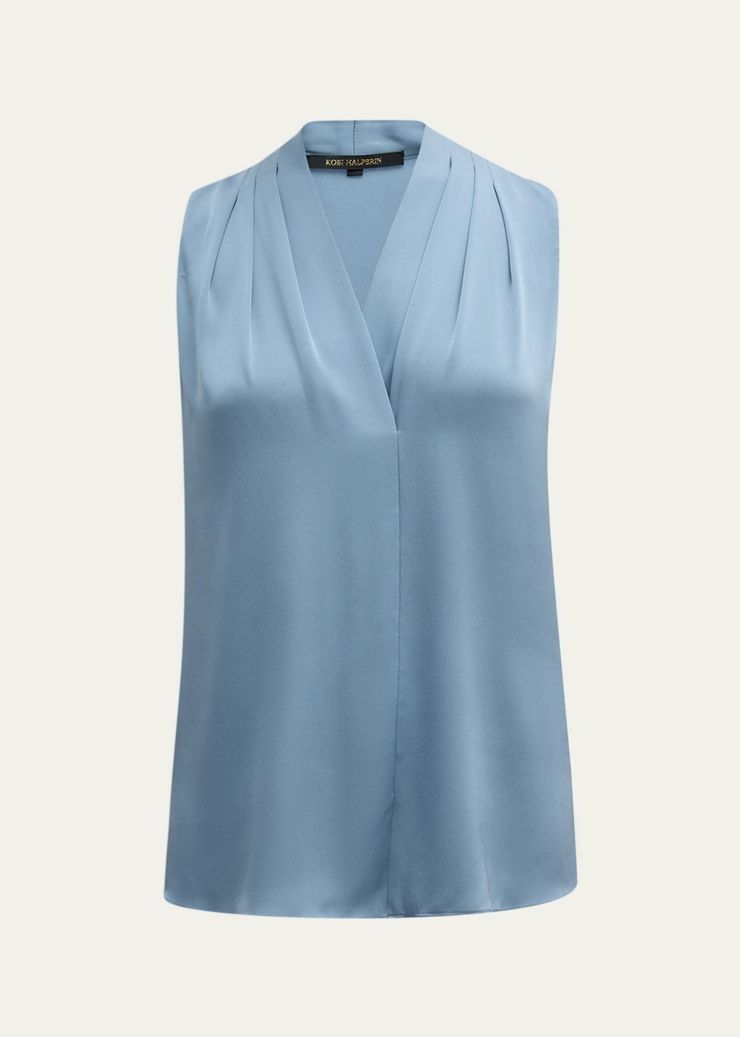 Top Kobi Halperin Eden Senza Maniche Arricciato - Bianco Taglia L, Nuovo
