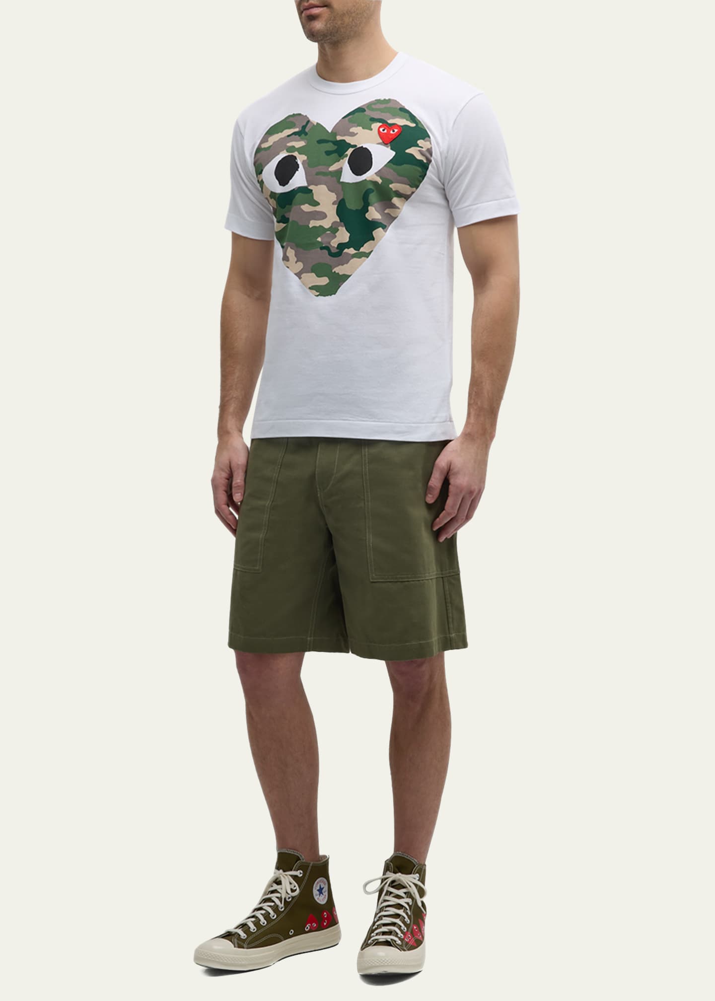 Comme des Garcons Men's Camo Heart Short-Sleeve T-Shirt Image 2 of 5
