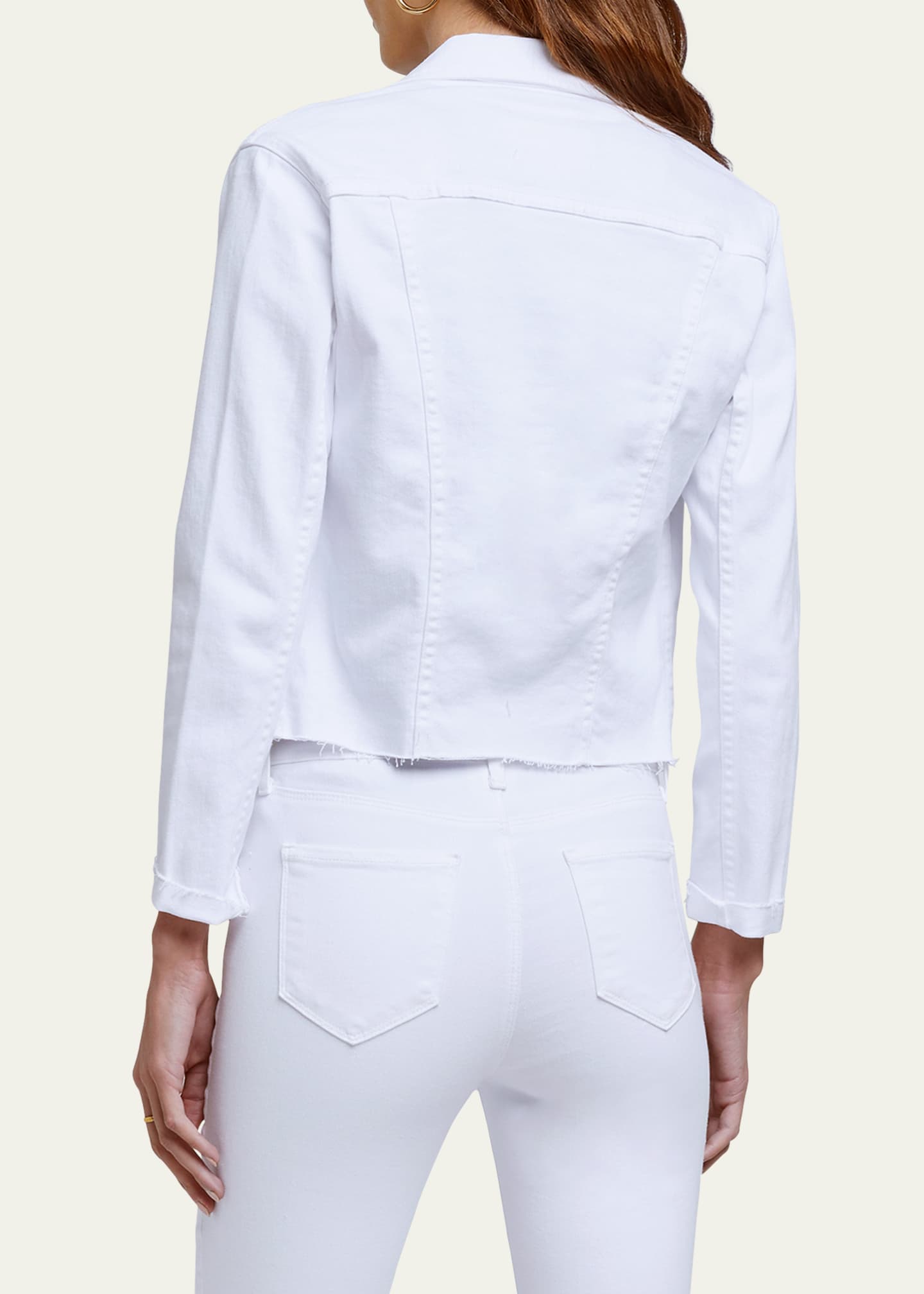 L'Agence Janelle Slim Cropped Jean Jacket with Raw Hem Image 3 of 5