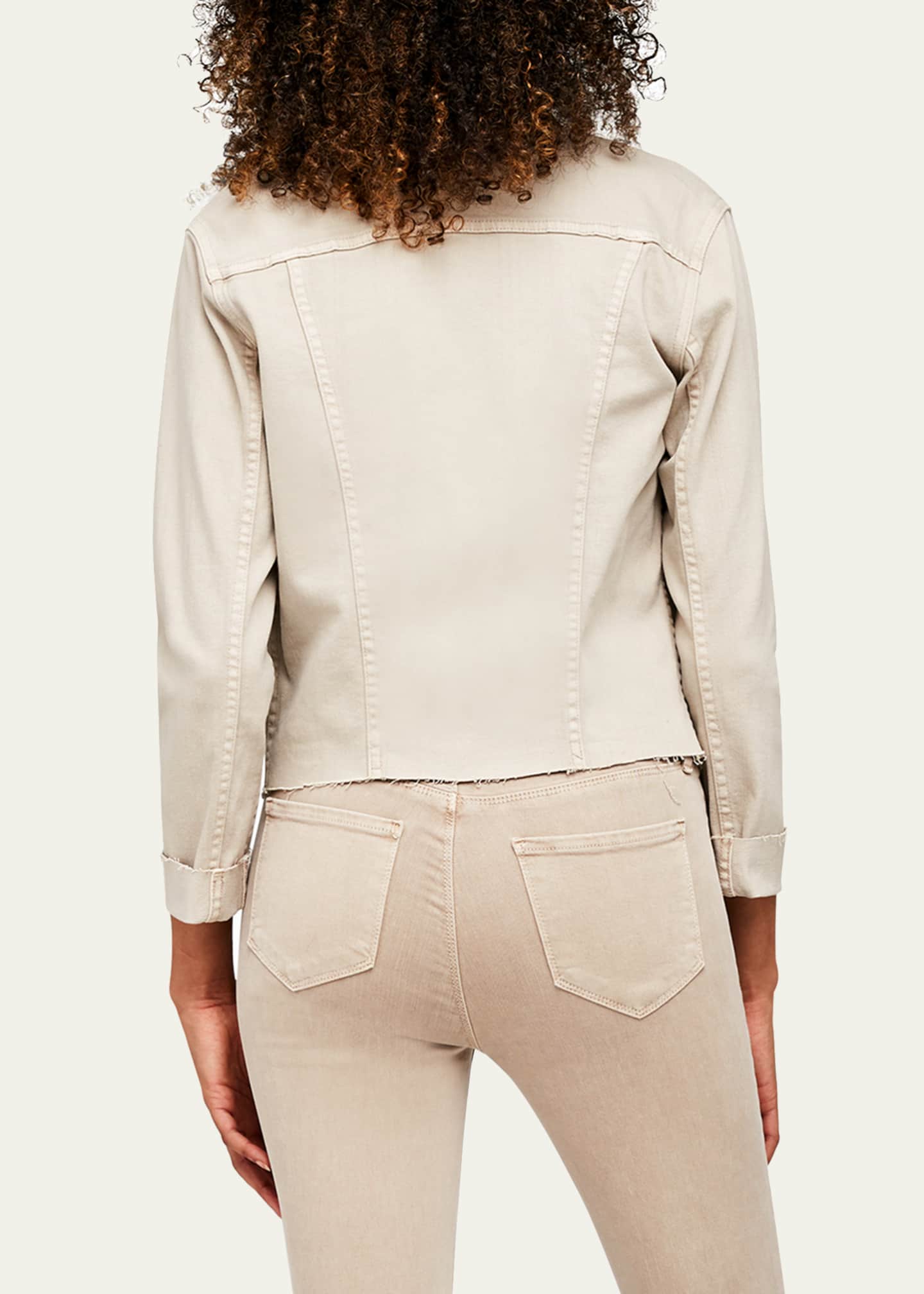 L'Agence Janelle Slim Cropped Jean Jacket with Raw Hem Image 3 of 5