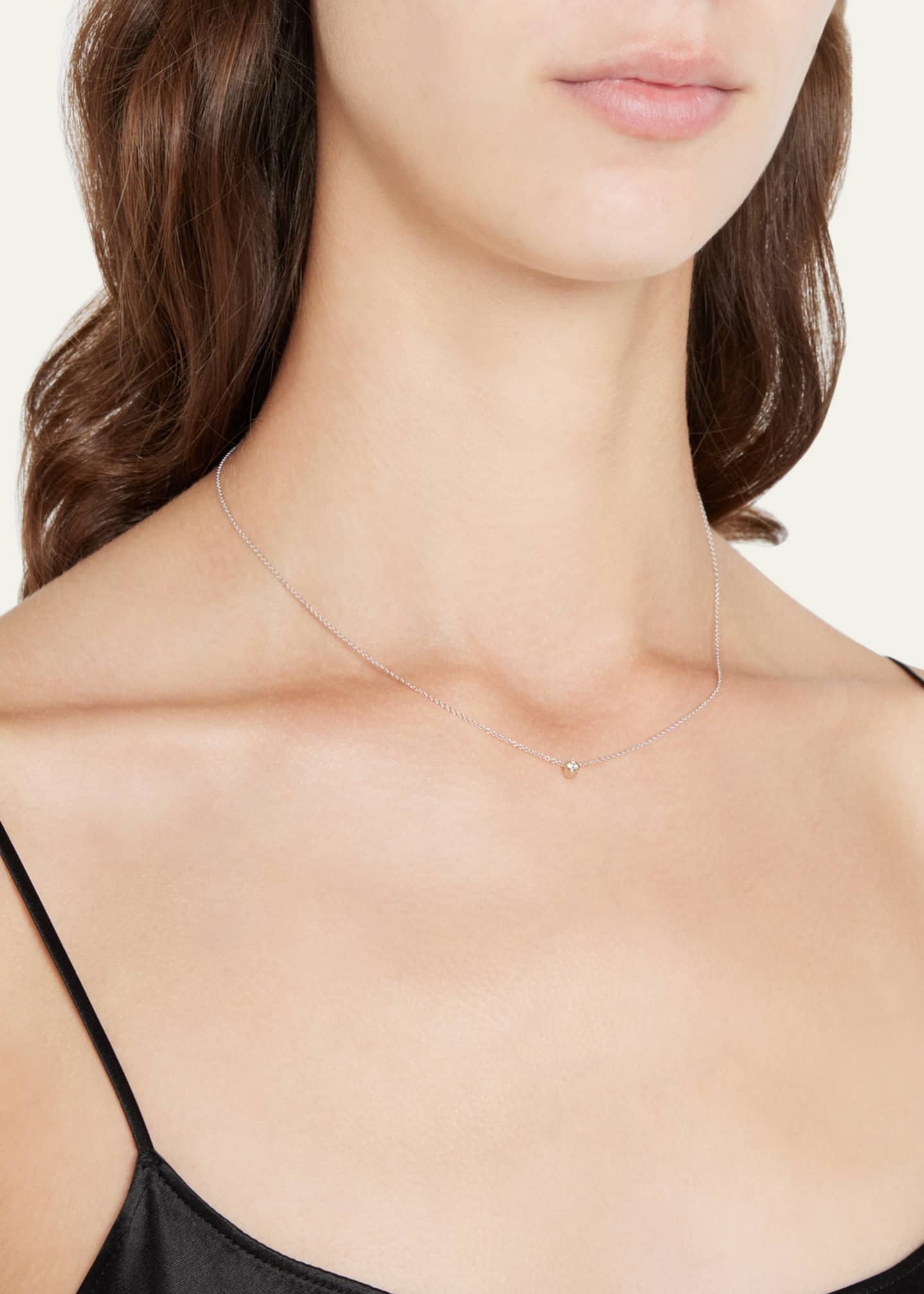 Zoe Lev Jewelry 14k White Gold 0.10ct Bezel Diamond Necklace