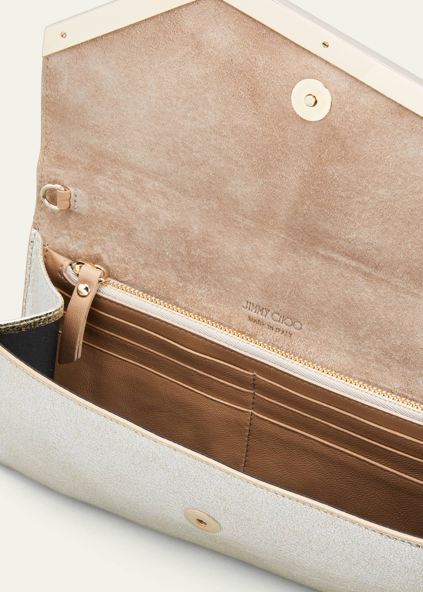 Jimmy Choo Emmie Glitter Leather Clutch Bag Bergdorf Goodman