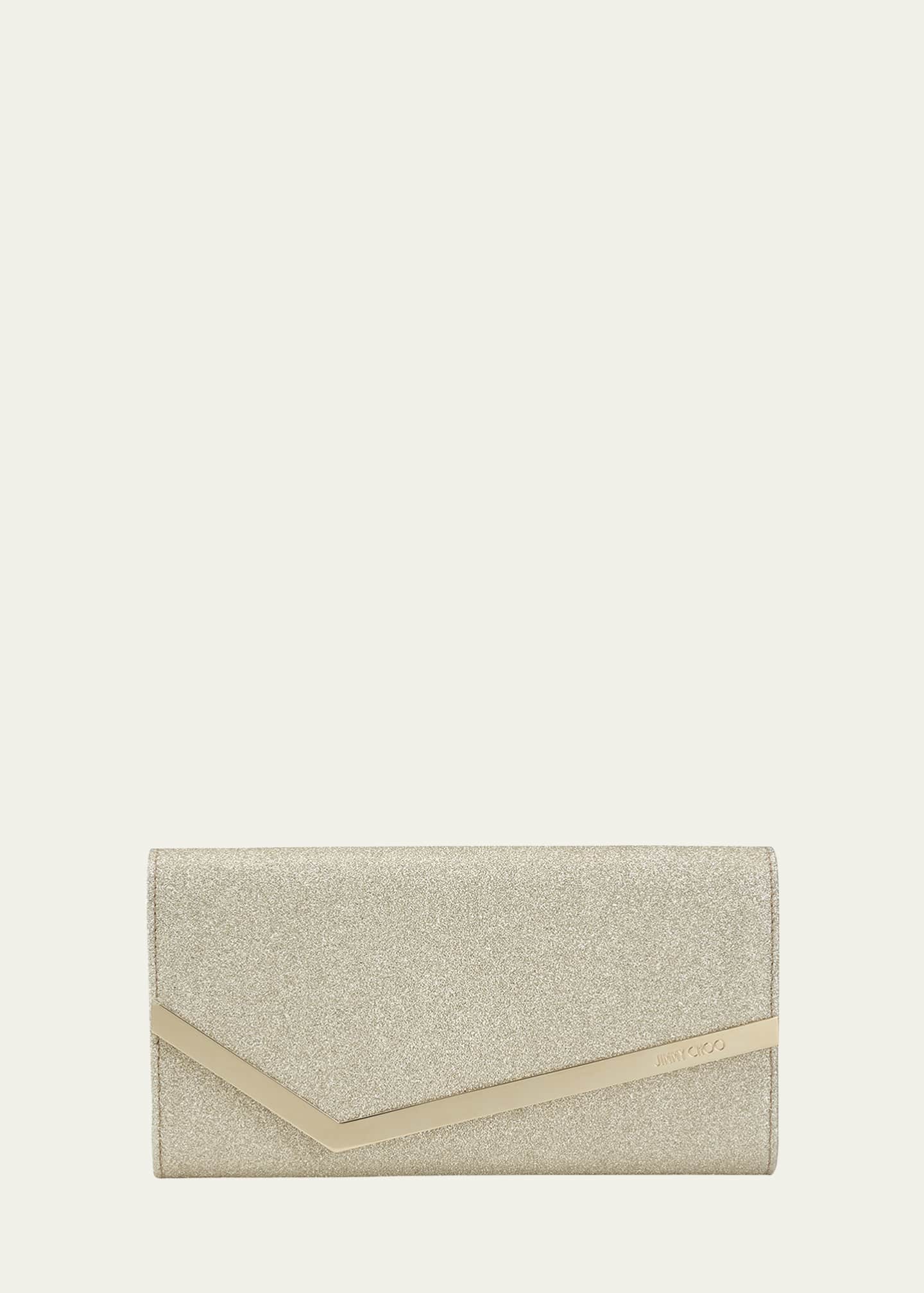Jimmy Choo Emmie Glitter Leather Clutch Bag Bergdorf Goodman