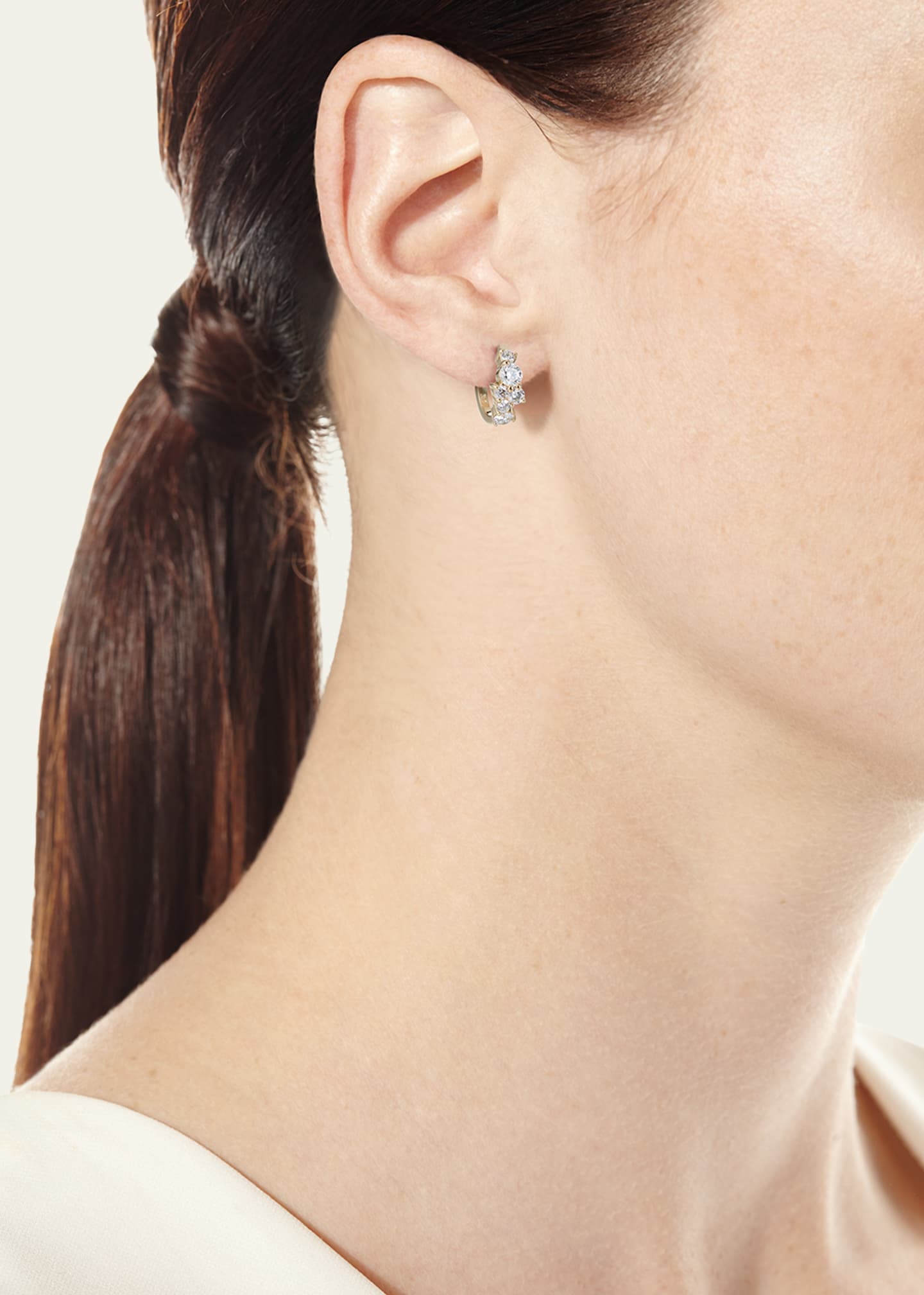 Sydney Evan Cocktail 14k Gold Diamond Huggie Hoop Earrings Image 2 of 4