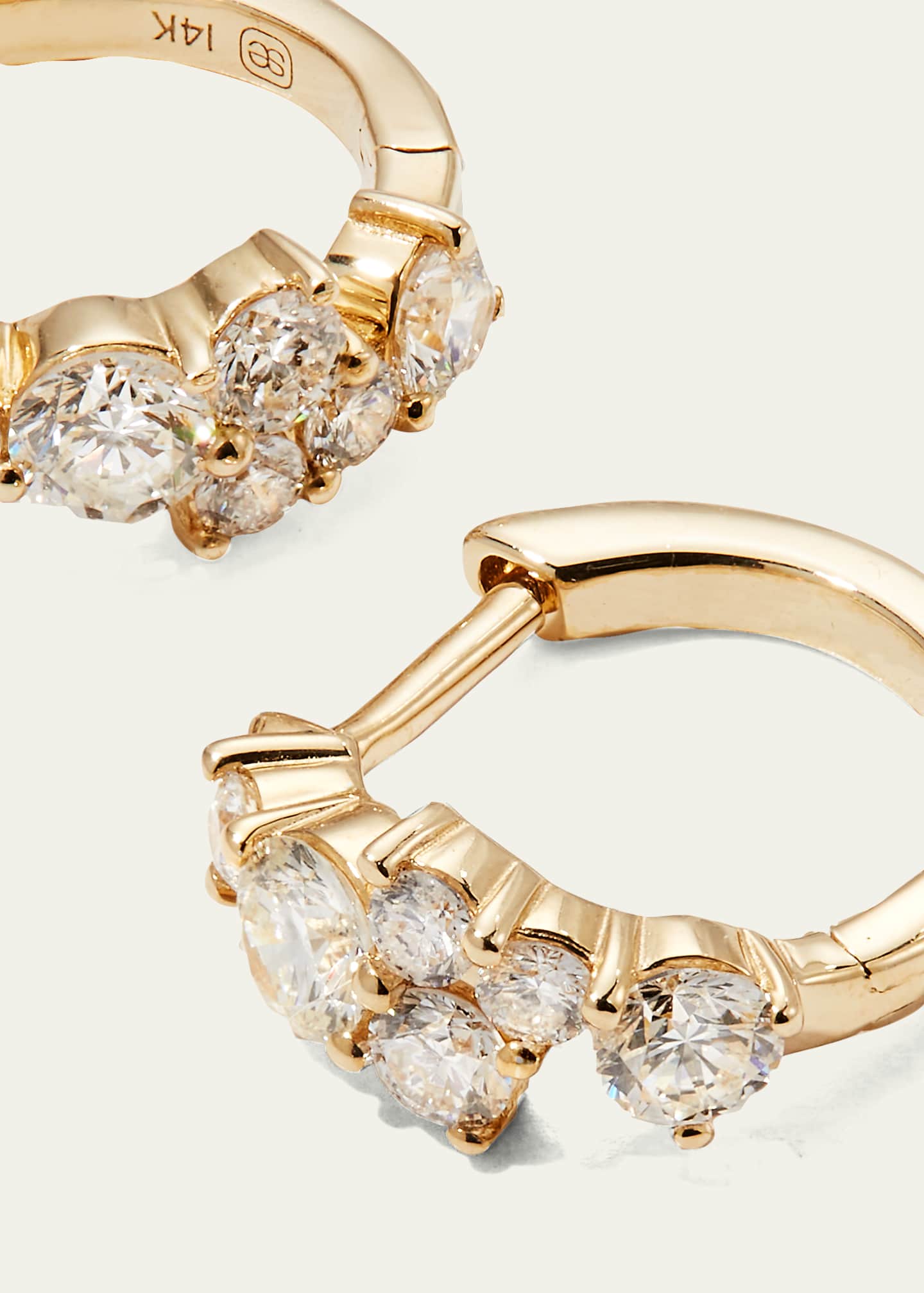 Sydney Evan Cocktail 14k Gold Diamond Huggie Hoop Earrings Image 3 of 4