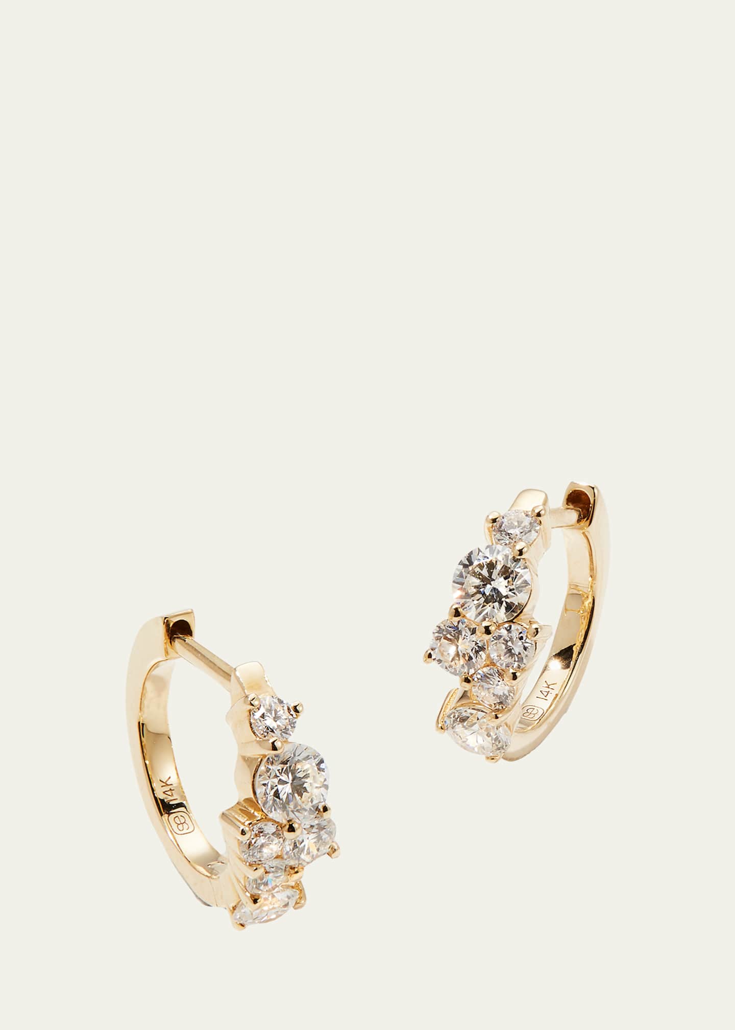 Sydney Evan Cocktail 14k Gold Diamond Huggie Hoop Earrings Image 1 of 4