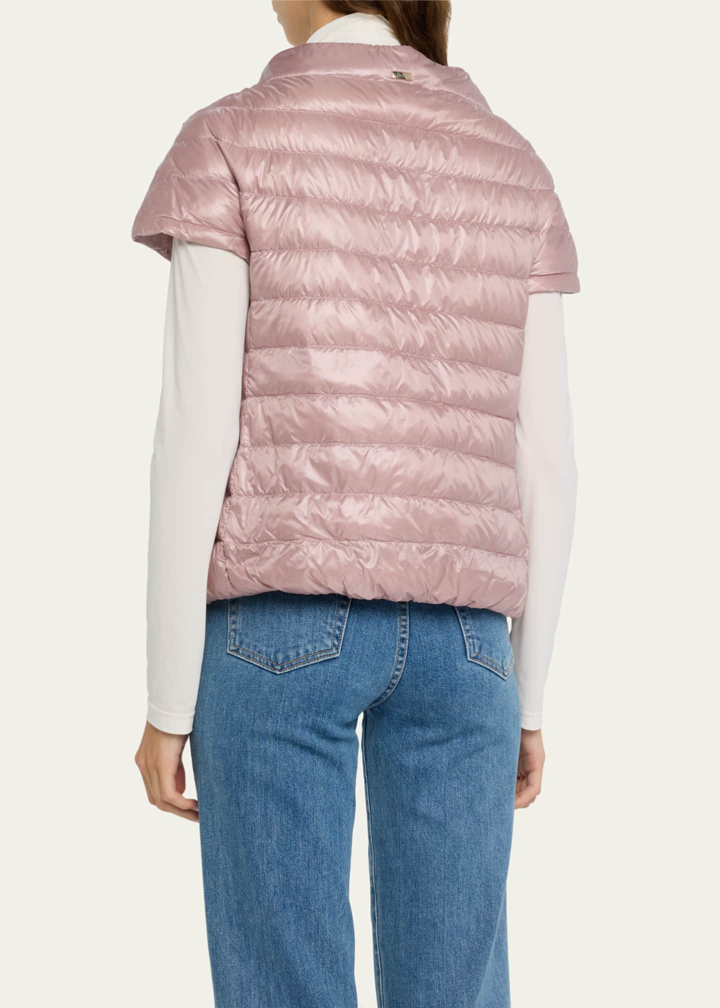 Herno Short-Sleeve Snap-Front Quilted Puffer Jacket Image 3 of 5