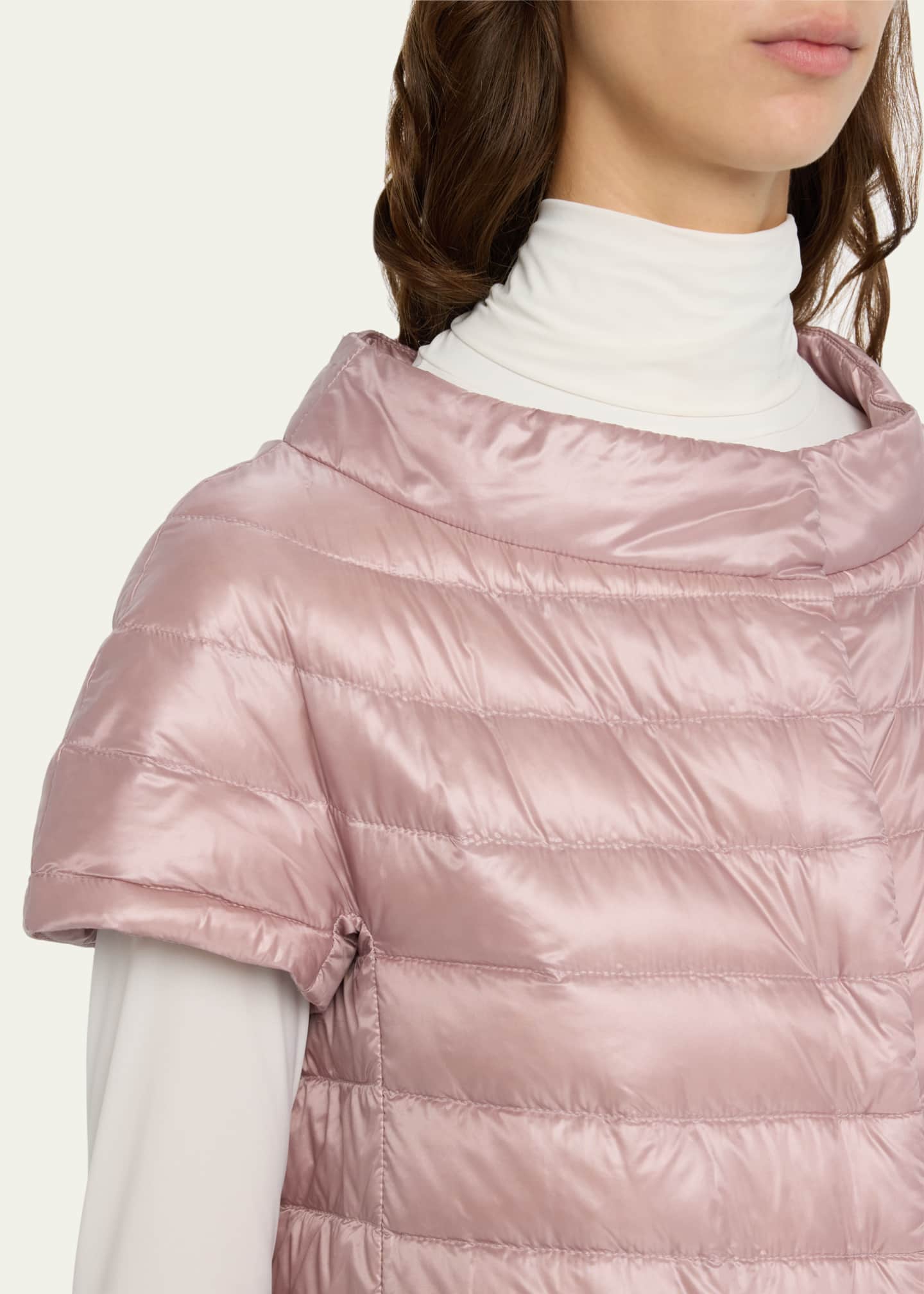 Herno Short-Sleeve Snap-Front Quilted Puffer Jacket Image 5 of 5