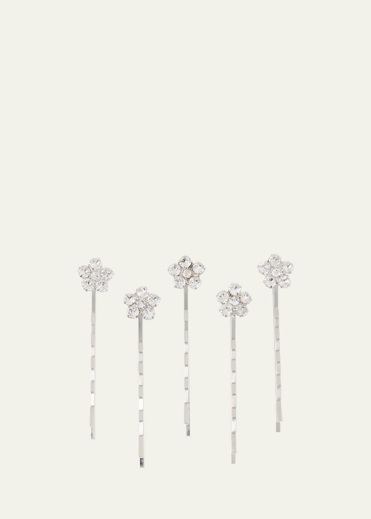 Jennifer Behr Violet Swarovski Crystal Floral Bobby Pins, Set of 5 Image 1 of 2