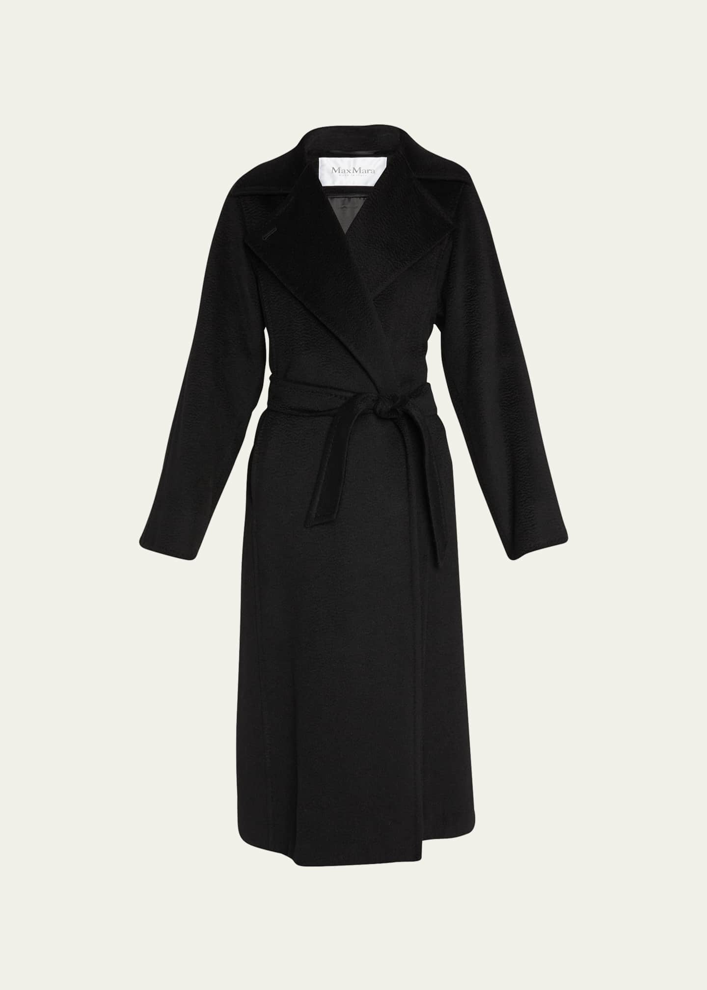 Max Mara Manuela Belted Camel Hair Coat, Black - Bergdorf Goodman