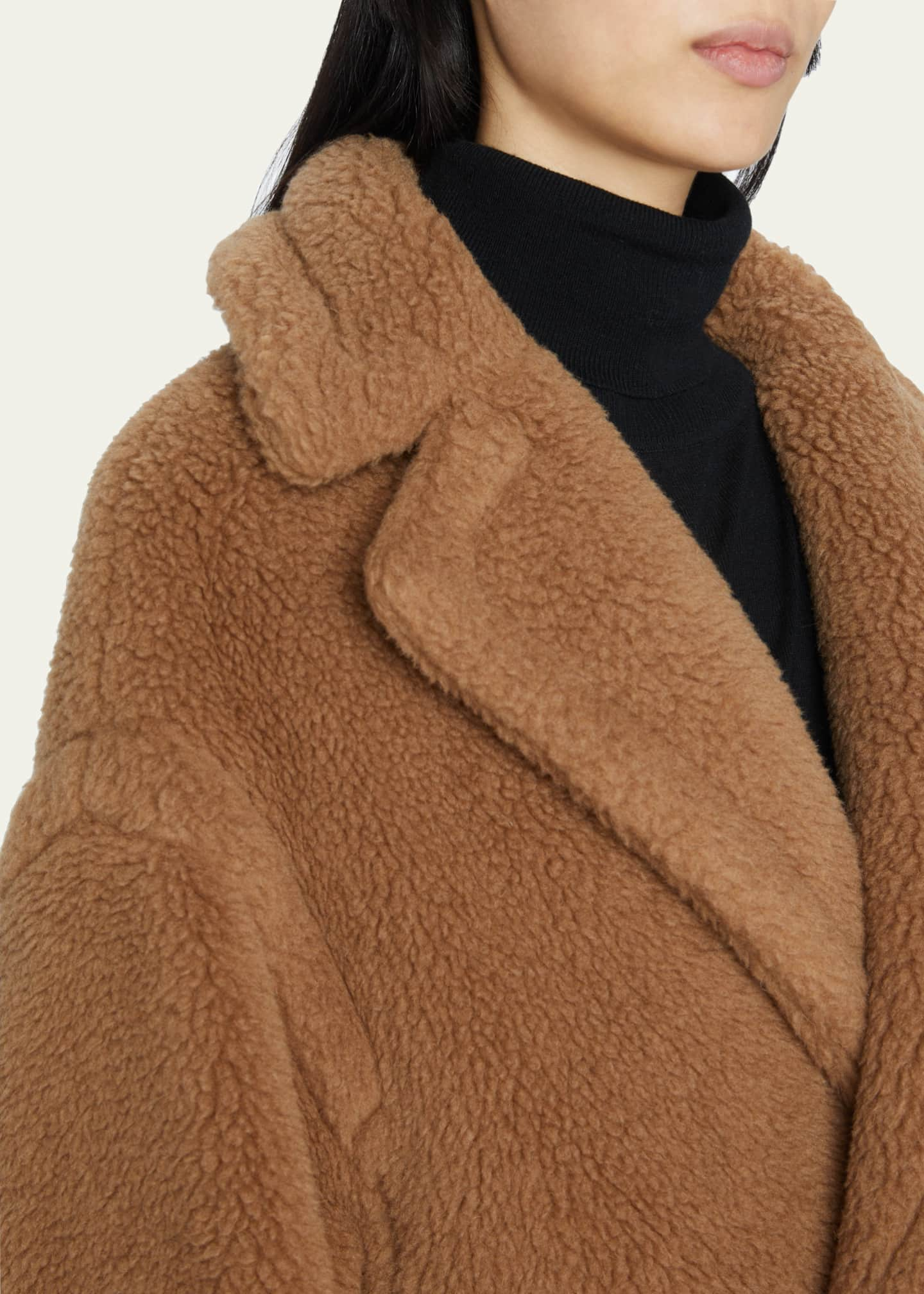 MAX MARA: Teddy coat in wool blend - Camel  Max Mara coat 2310161433600  online at