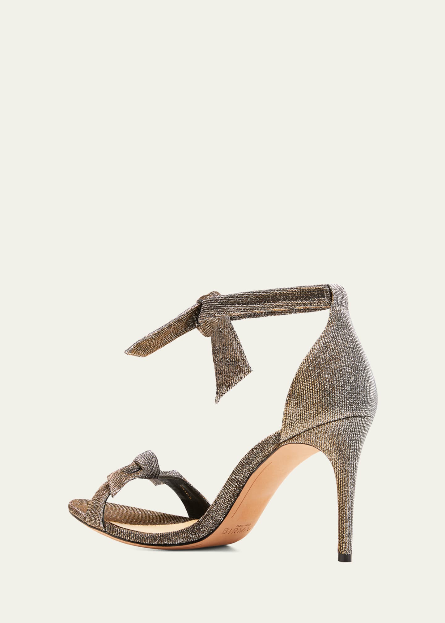 Alexandre Birman Clarita Mid-Heel Metallic Evening Fabric Sandals Image 4 of 5