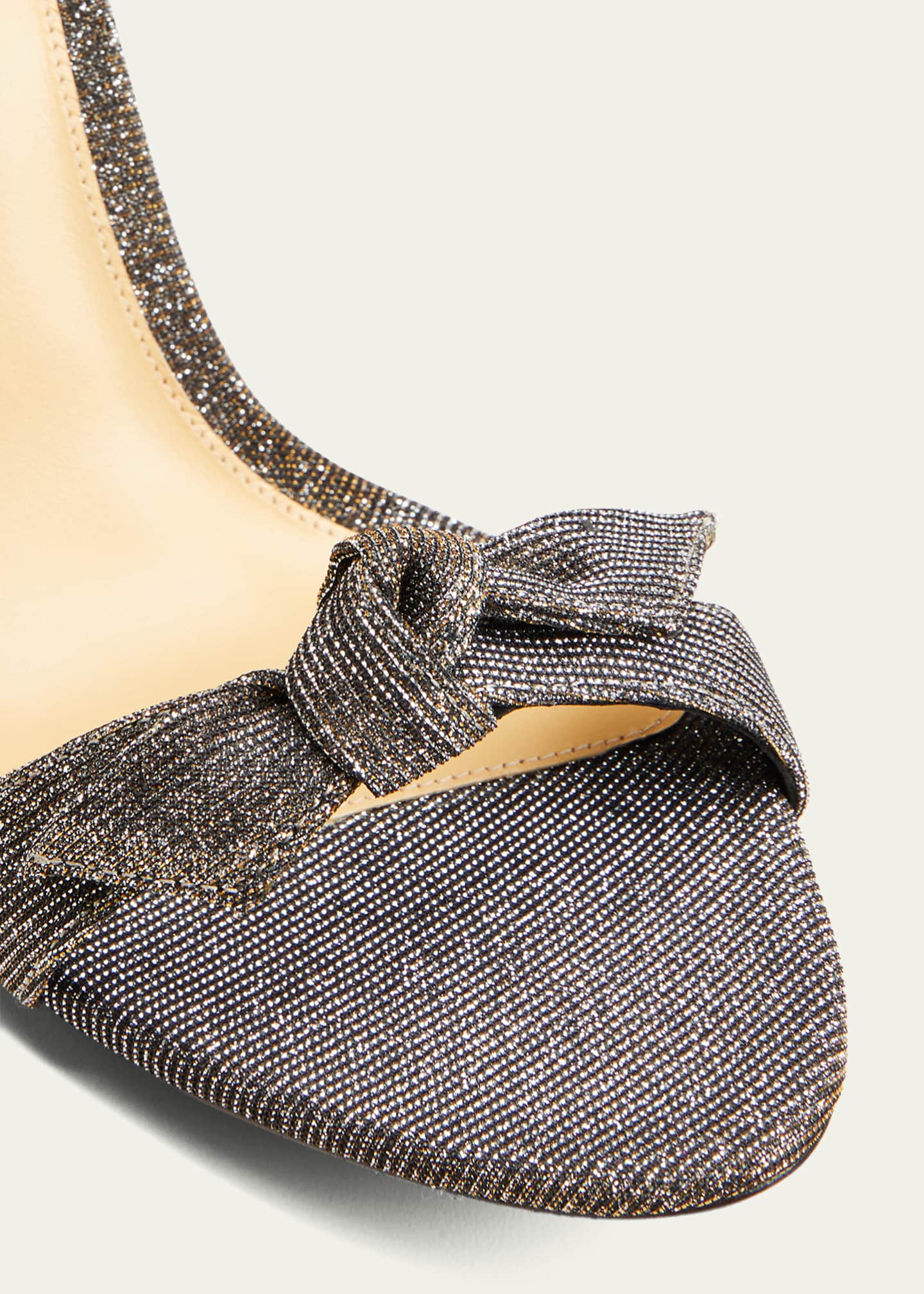 Alexandre Birman Clarita Mid-Heel Metallic Evening Fabric Sandals Image 5 of 5