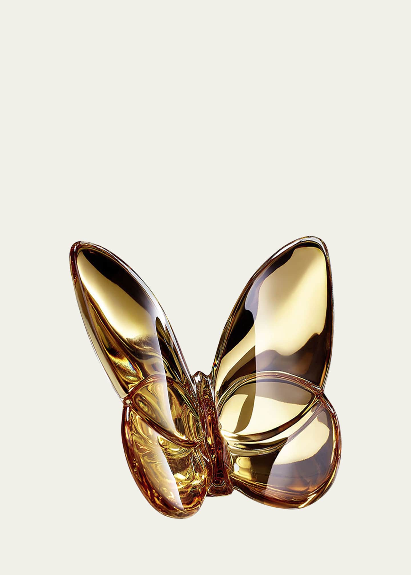 Baccarat 2.5" Lucky Crystal Gold Butterfly
