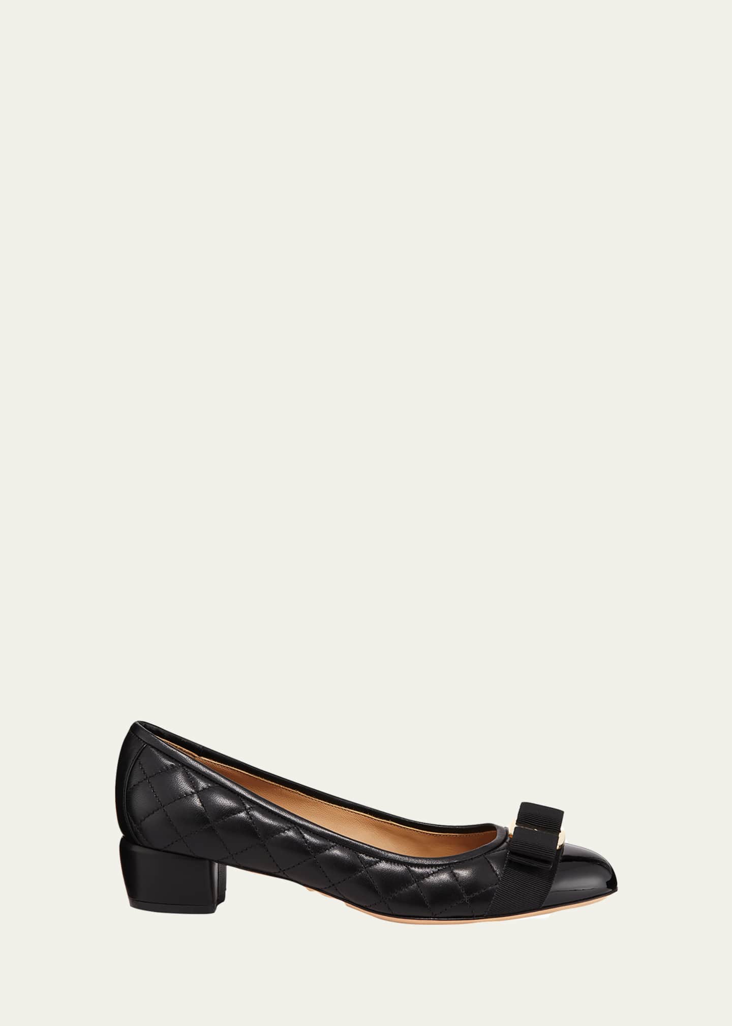 Ferragamo Vara Quilted Bow Ballet Pumps