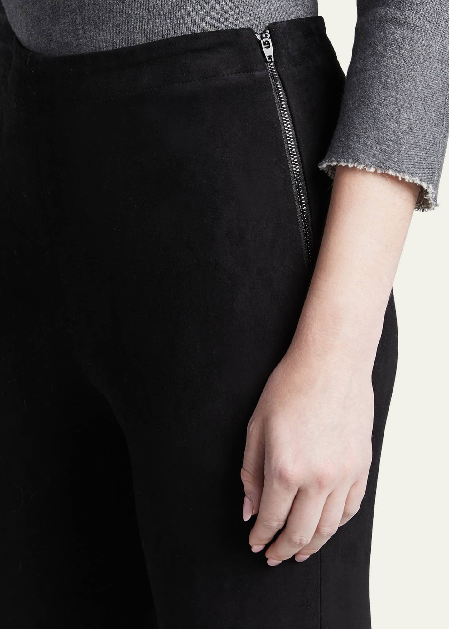 Alice Olivia Maddox Suede High Waist Side Zip Leggings