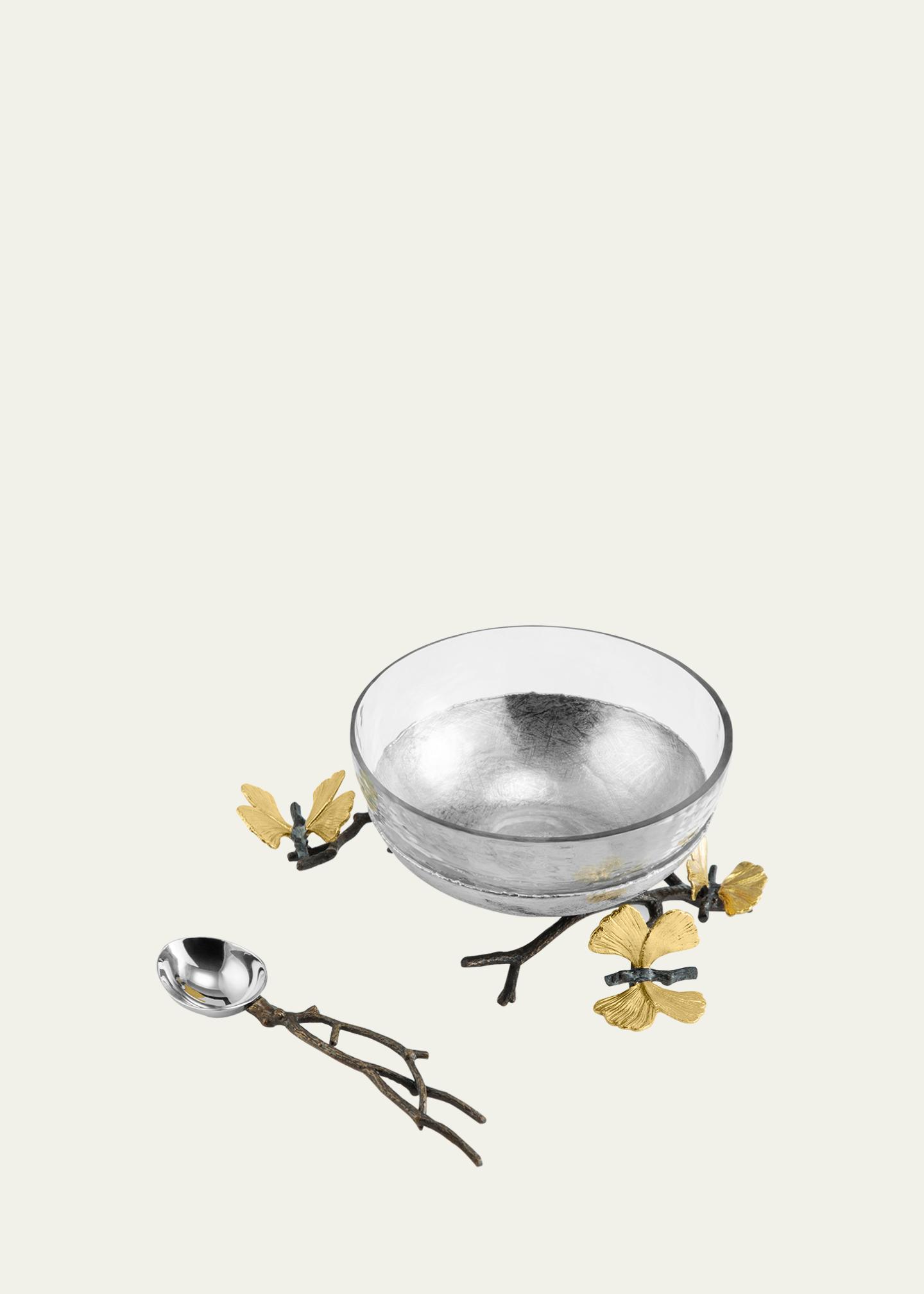 Michael Aram Butterfly Ginkgo Glass Nut Dish with Spoon - Bergdorf Goodman