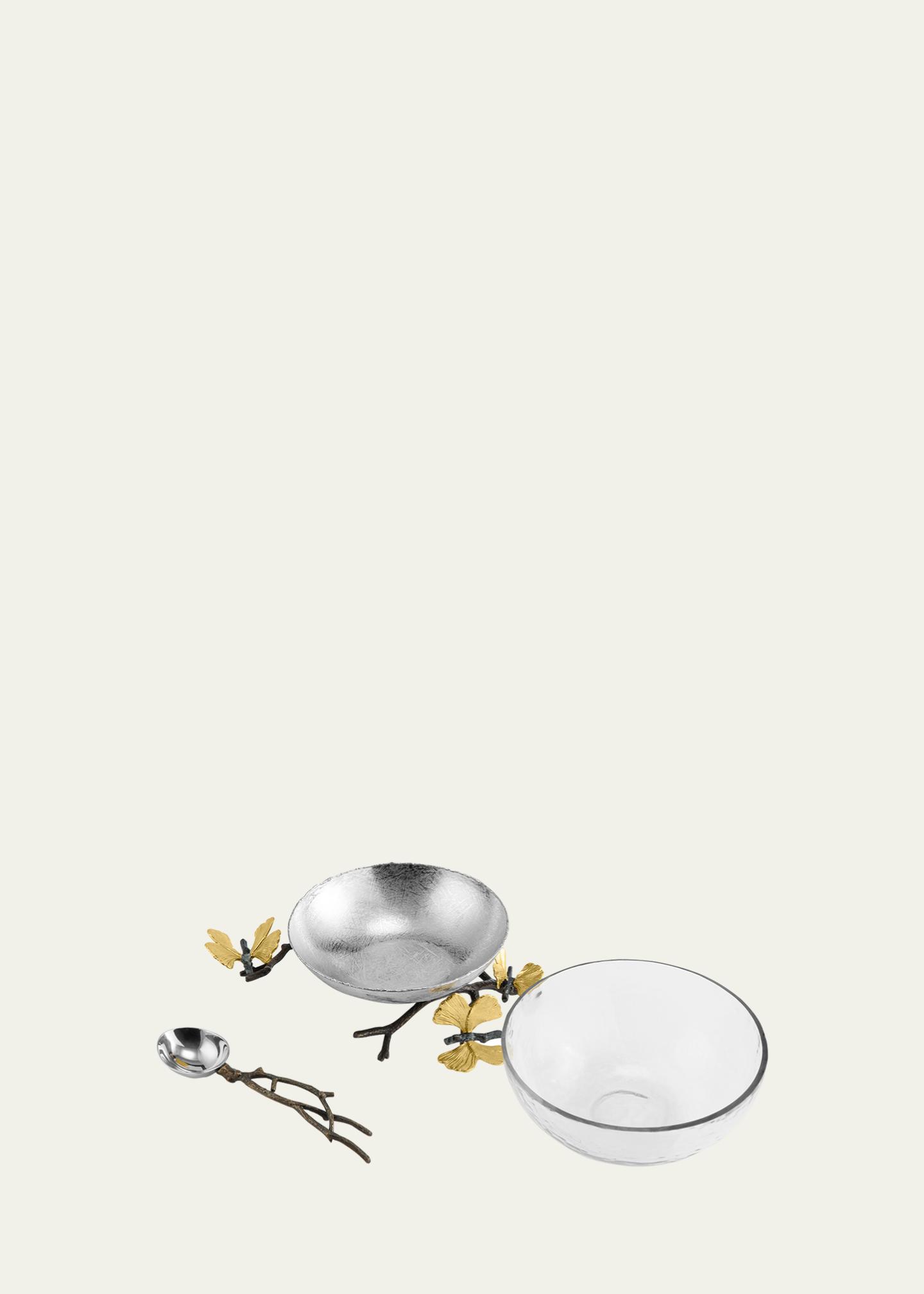 Michael Aram Butterfly Ginkgo Glass Nut Dish with Spoon Bergdorf Goodman