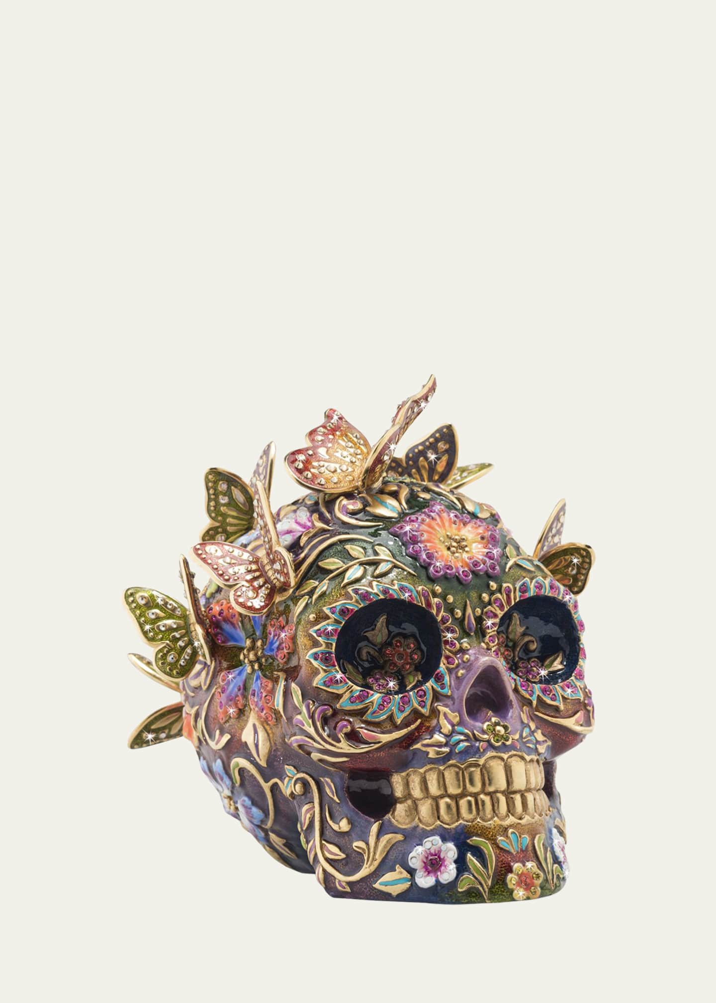 Jay Strongwater Skull with Butterflies Figurine Image 1 of 4