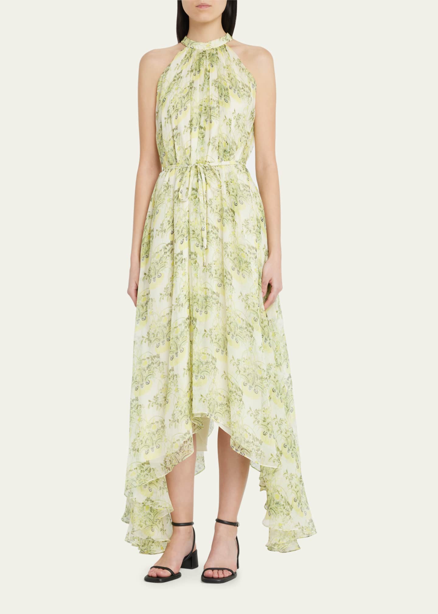 Saloni Irina Sleeveless Printed Asymmetric Maxi Dress Bergdorf