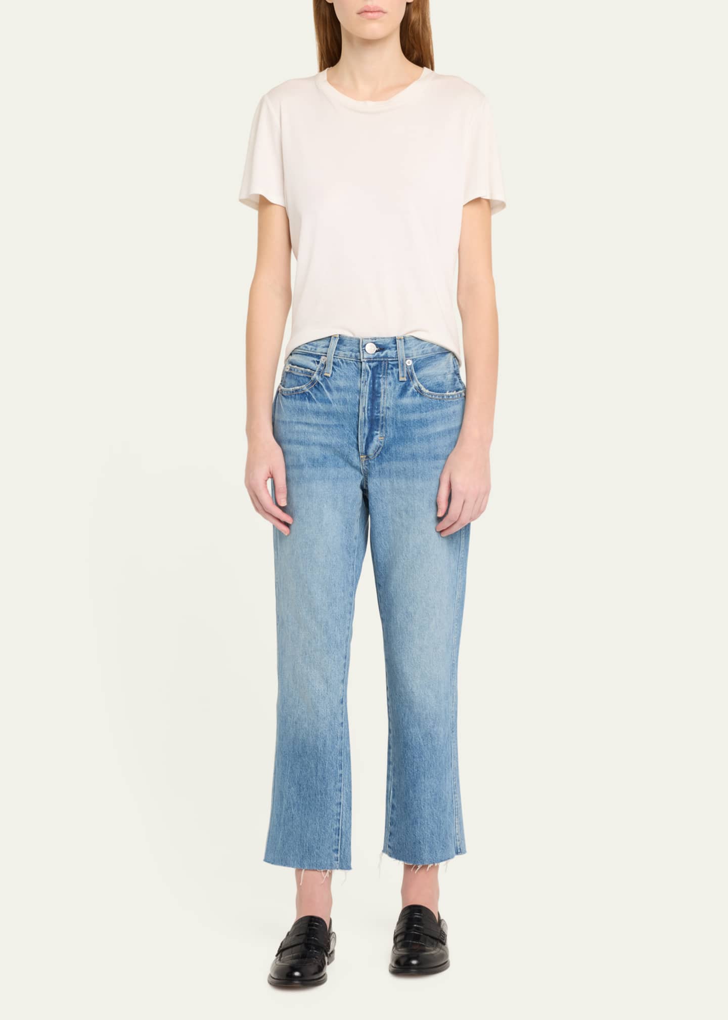 AMO Denim Loverboy High-Rise Cropped Jeans with Frayed Hem Image 2 of 5