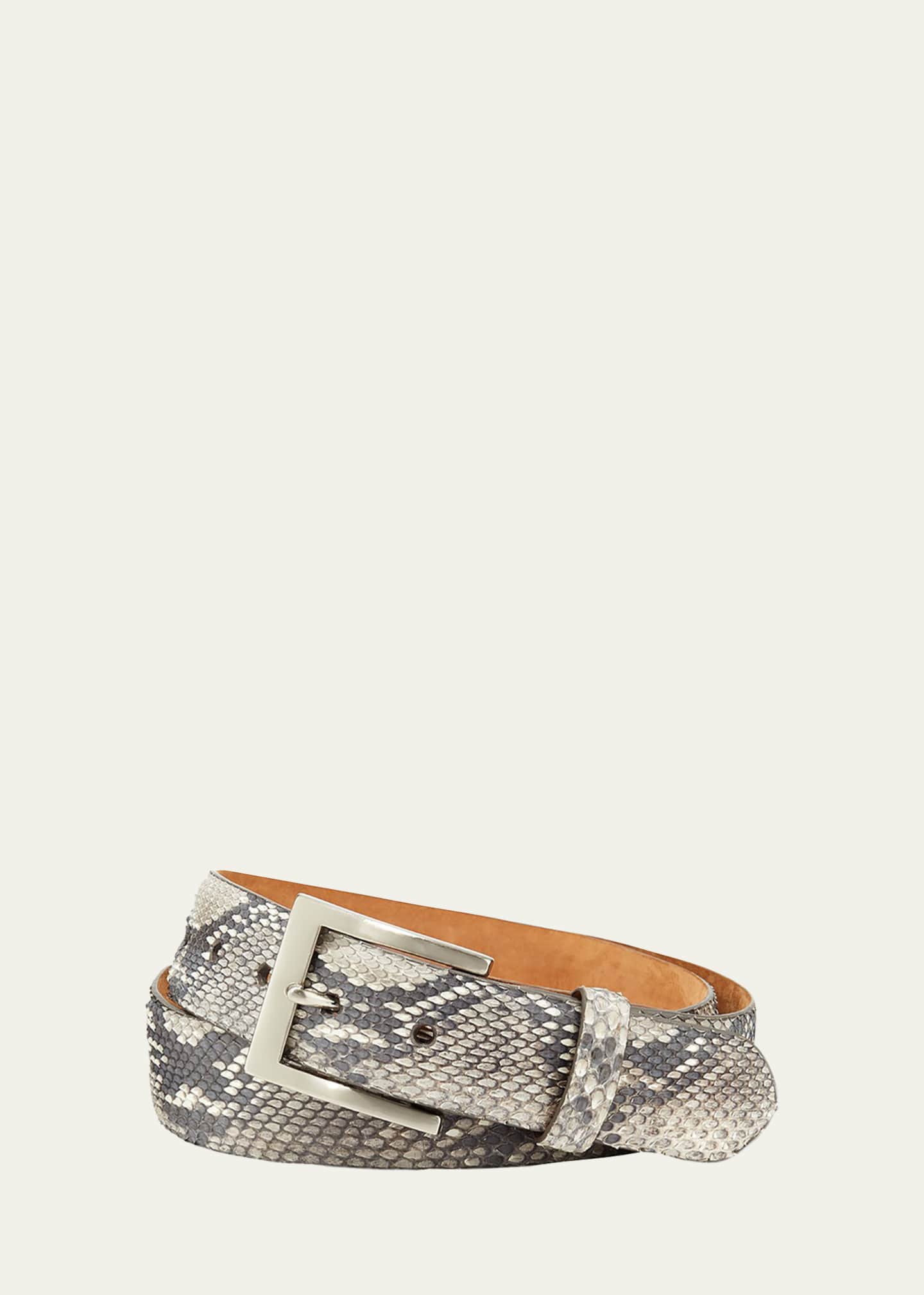 W. Kleinberg Men's Matte Python Snakeskin Belt
