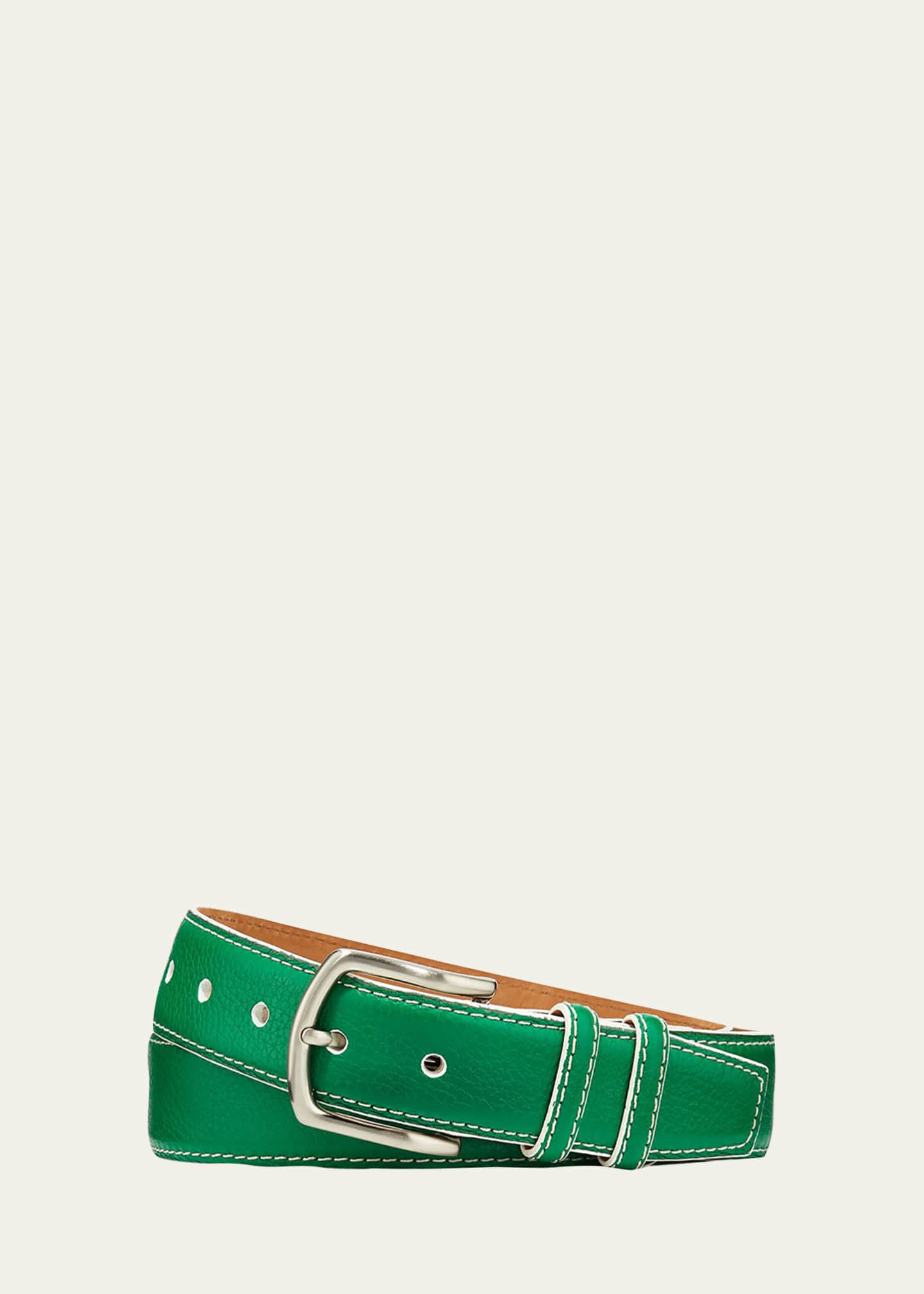 W. Kleinberg Men's South Beach Pebbled Leather Belt