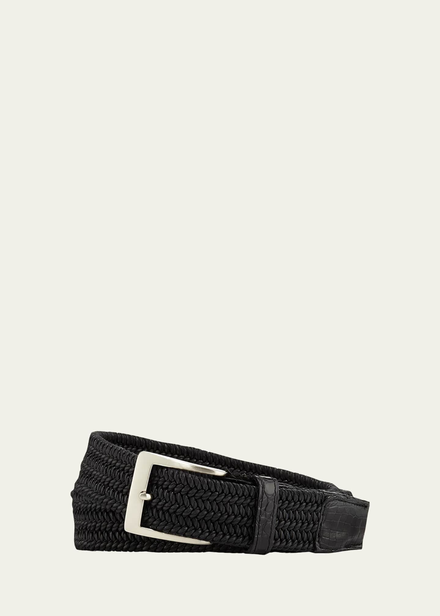 W. Kleinberg Men's Sport Stretch Belt with Crocodile-Trim Image 1 of 2
