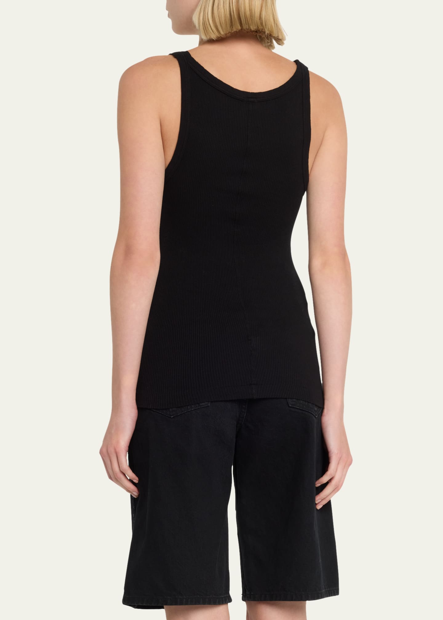Ribbed Scoop-Neck Fitted Tank