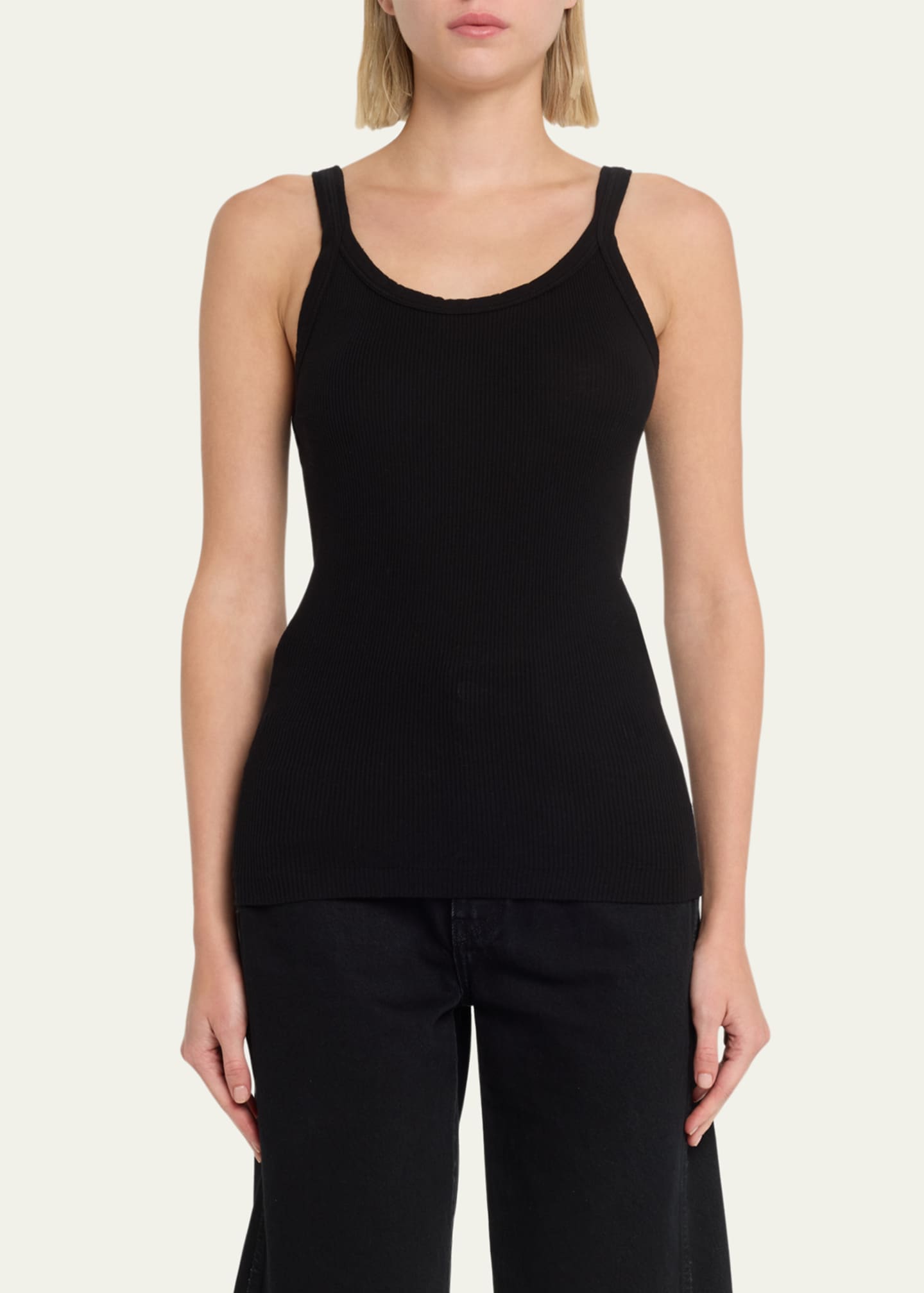 RE/DONE Ribbed Scoop-Neck Fitted Tank Image 4 of 5