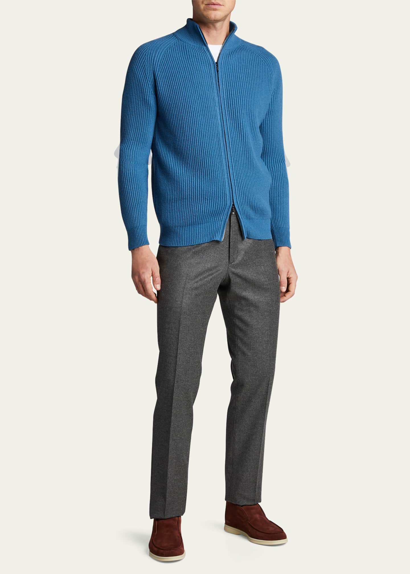 Loro Piana Men's Straight-Leg Flannel Pants Image 2 of 5