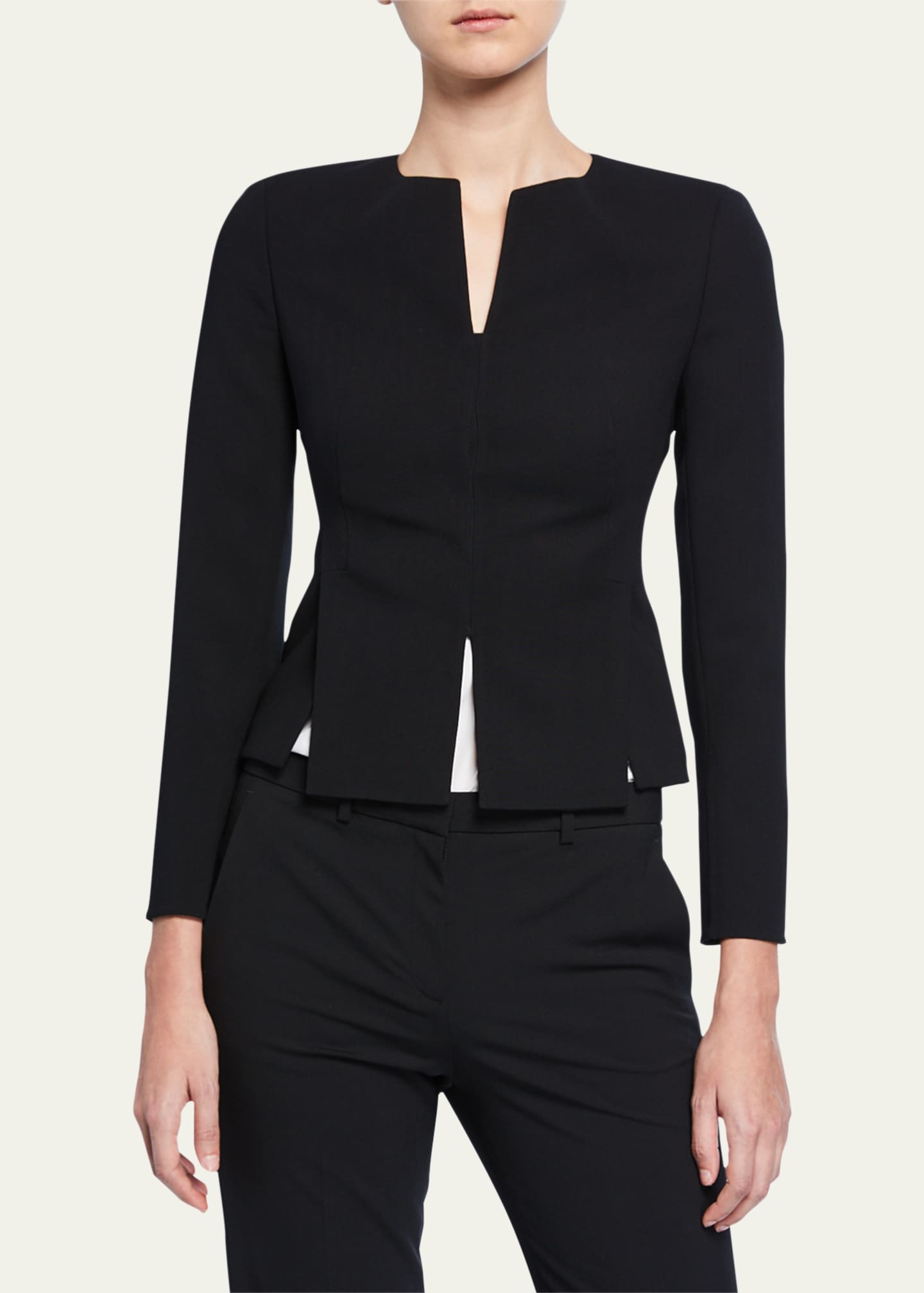 Akris Tabbed Button-Front Short Wool Jacket Image 3 of 4
