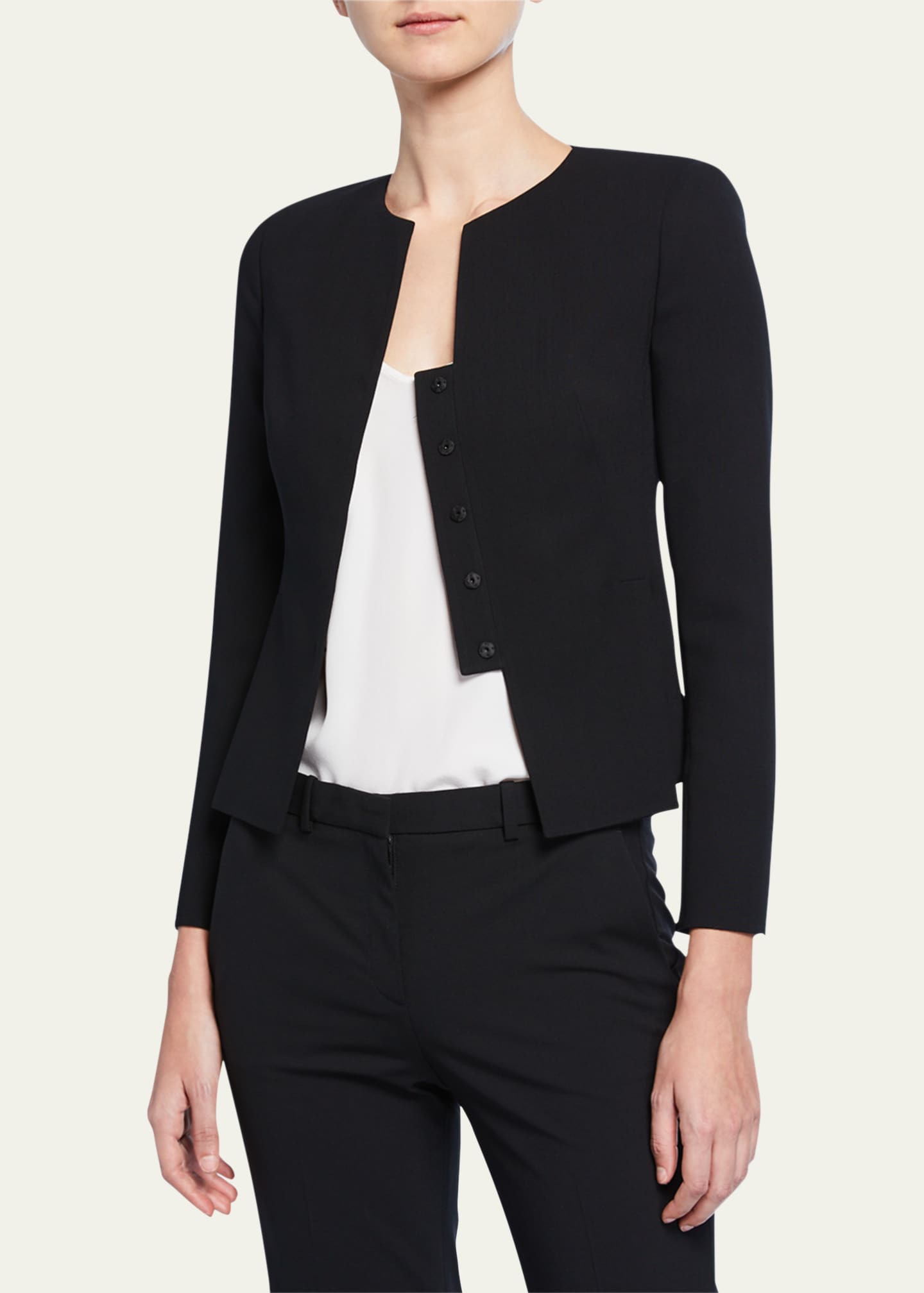 Akris Tabbed Button-Front Short Wool Jacket Image 1 of 4