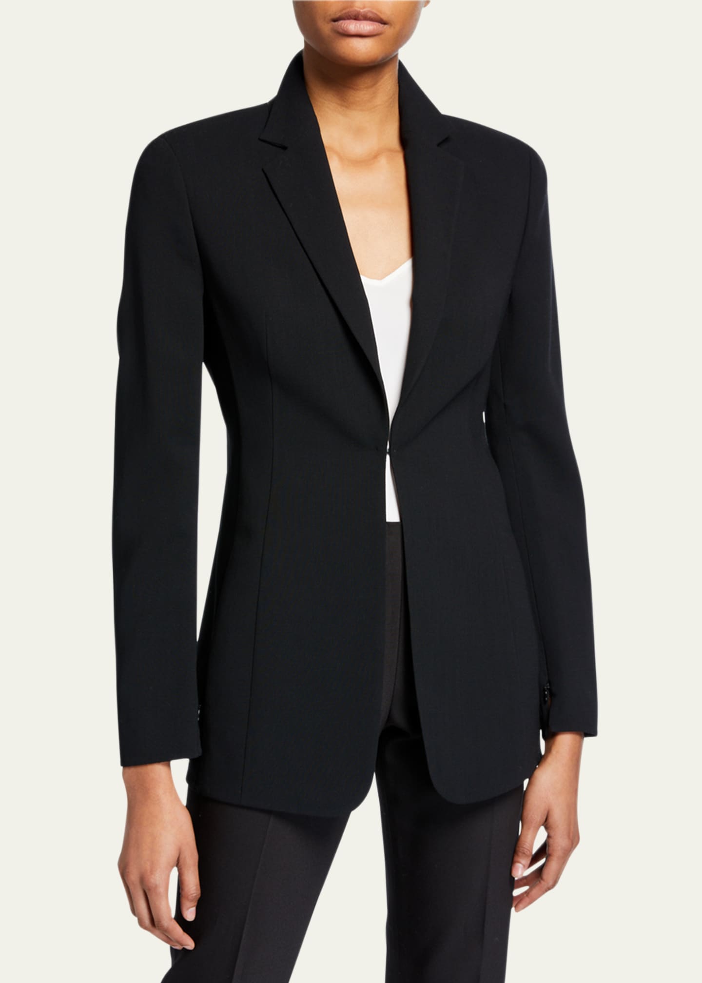 Akris Odette Long Wool Blazer Jacket - Bergdorf Goodman