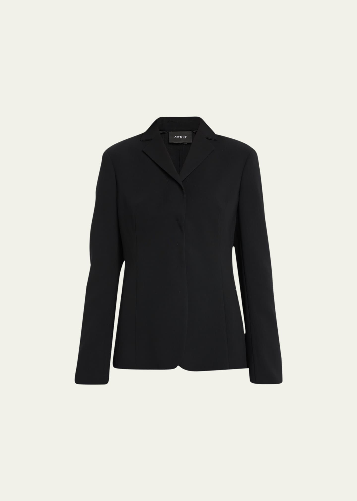 Akris LeatherCollar Wool Jacket Bergdorf Goodman