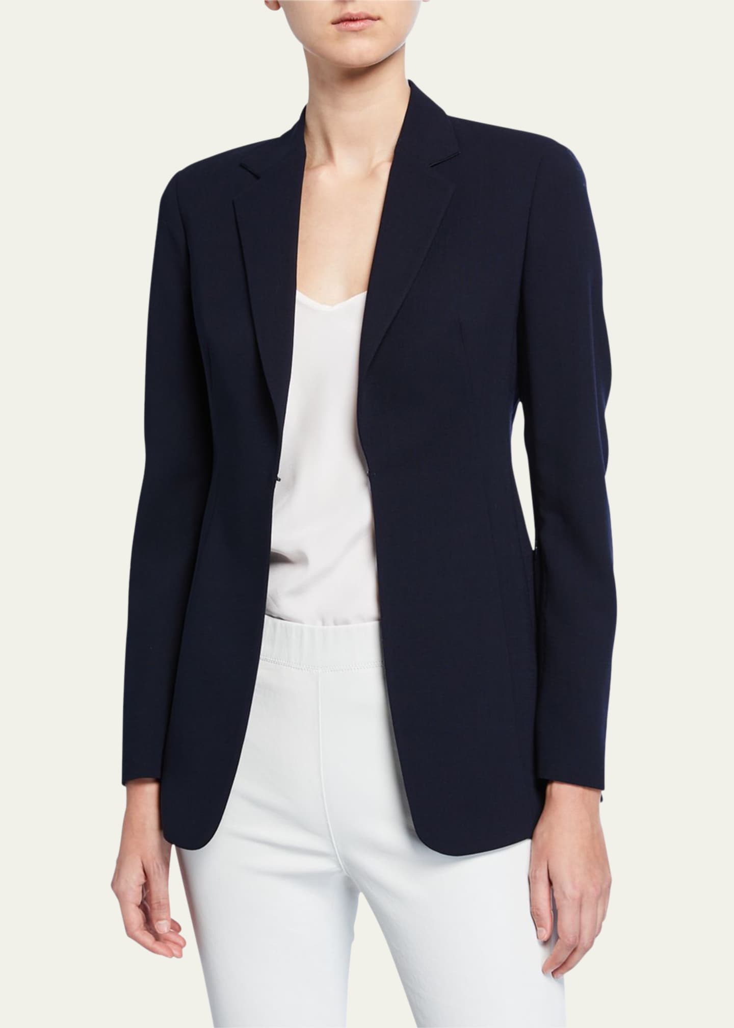 Akris Leather-Collar Wool Jacket Image 2 of 4