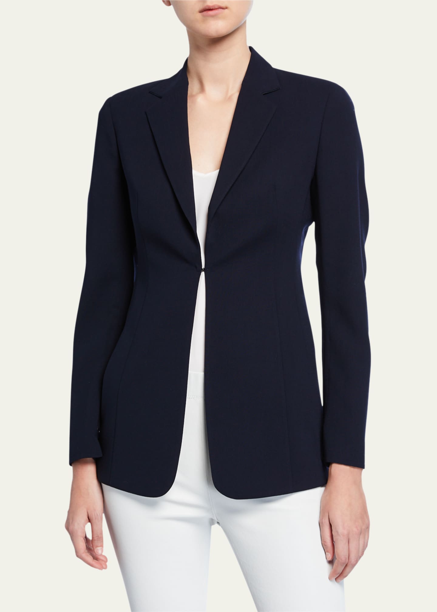 Akris Leather-Collar Wool Jacket Image 3 of 4