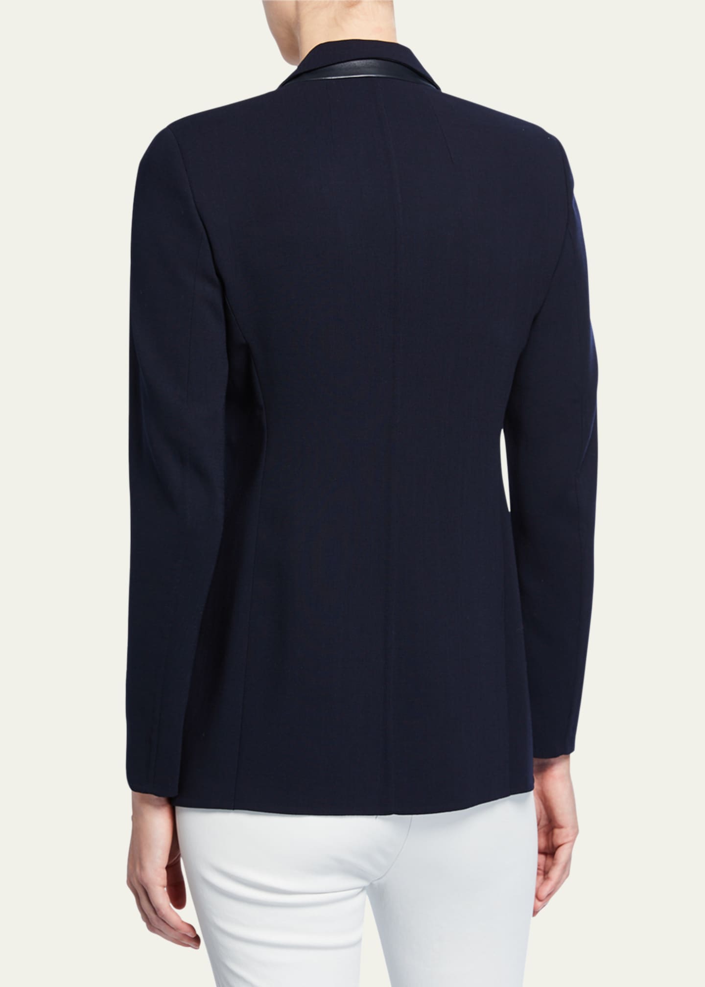 Akris Leather-Collar Wool Jacket Image 4 of 4