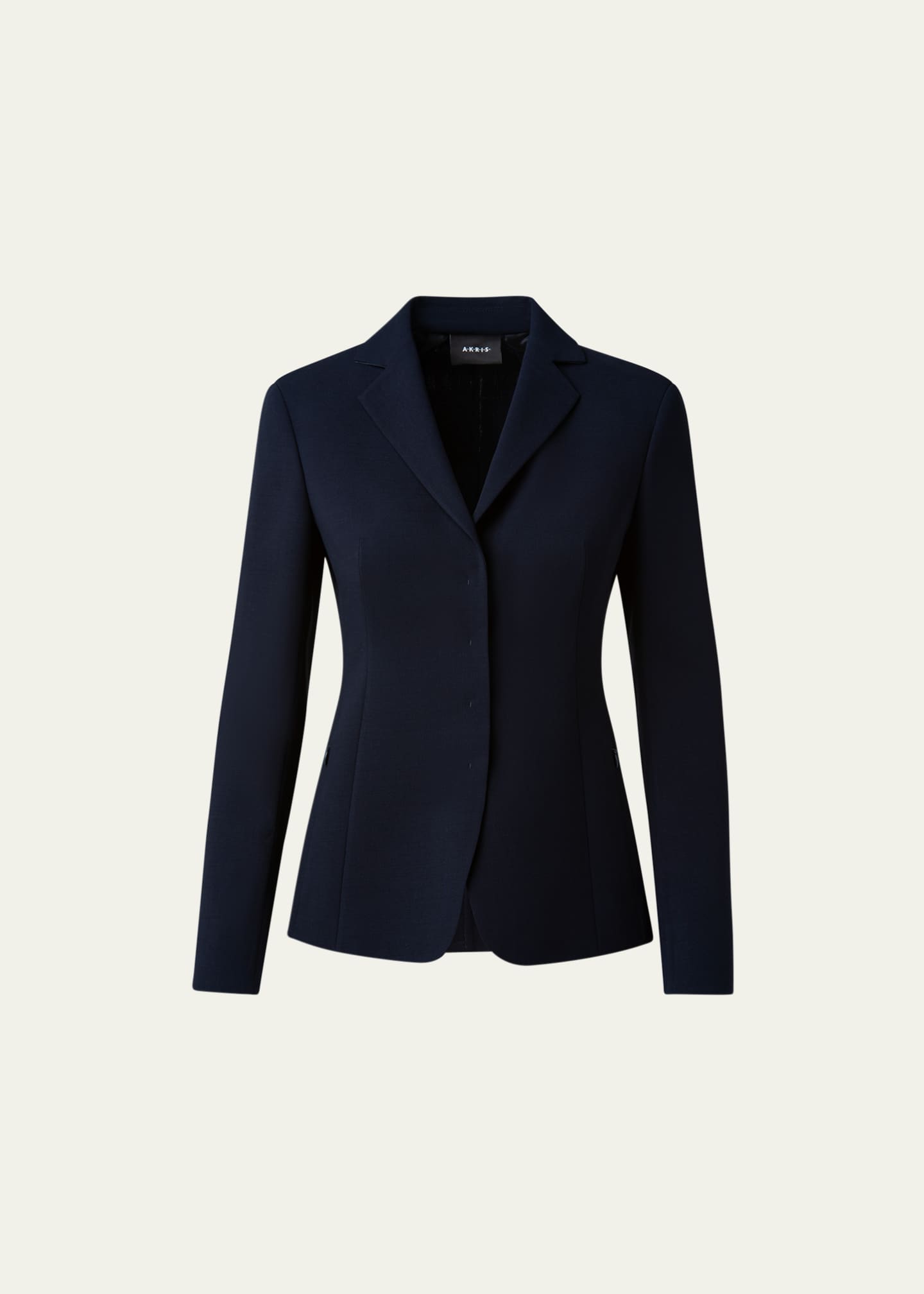 Akris Leather-Collar Wool Jacket Image 1 of 4