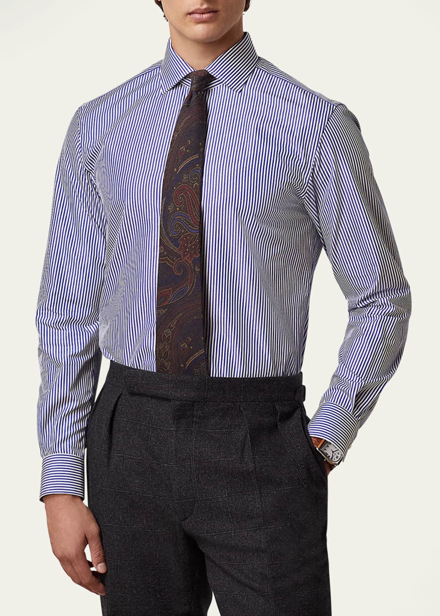 Ralph Lauren Purple Label Men's Aston Bengal Striped Dress Shirt Image 2 of 5