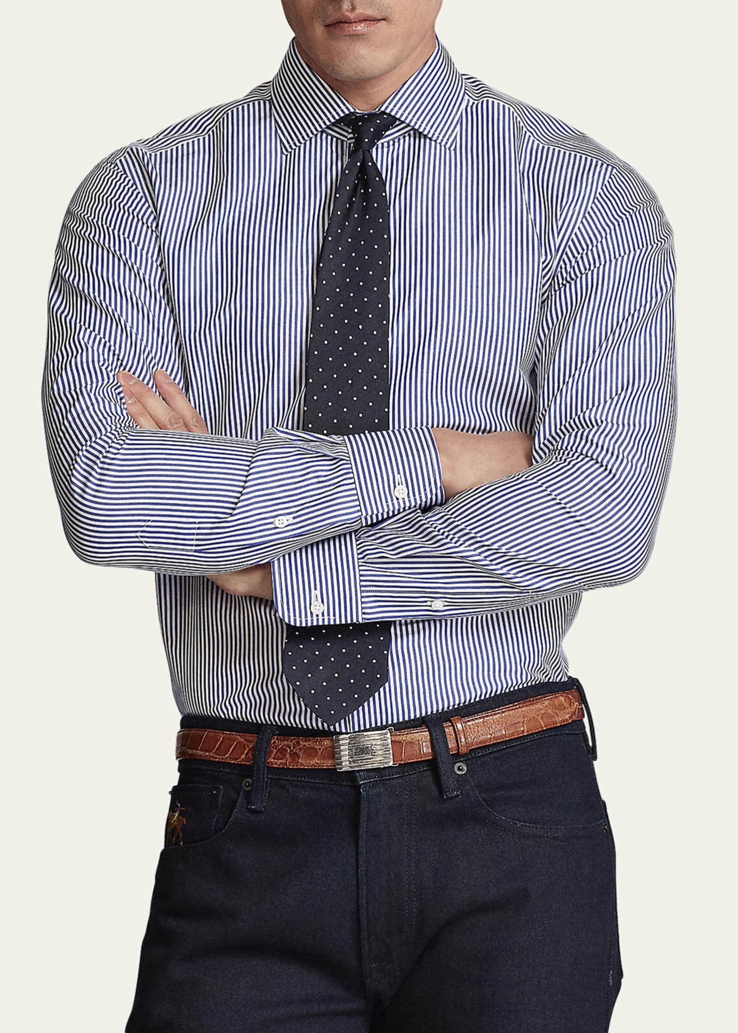 Ralph Lauren Purple Label Men's Aston Bengal Striped Dress Shirt Image 4 of 5