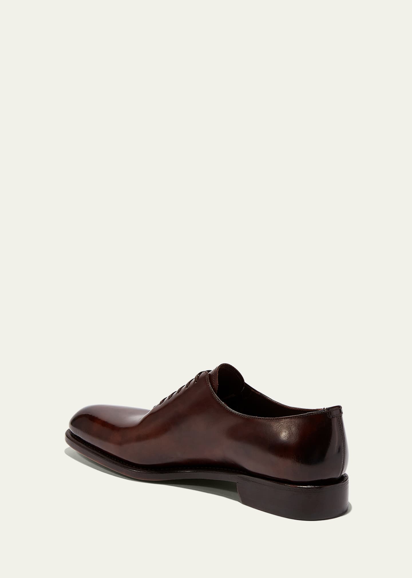 Ferragamo Men's Angiolo Tramezza Whole-Cut Leather Lace-Up Shoes Image 4 of 4