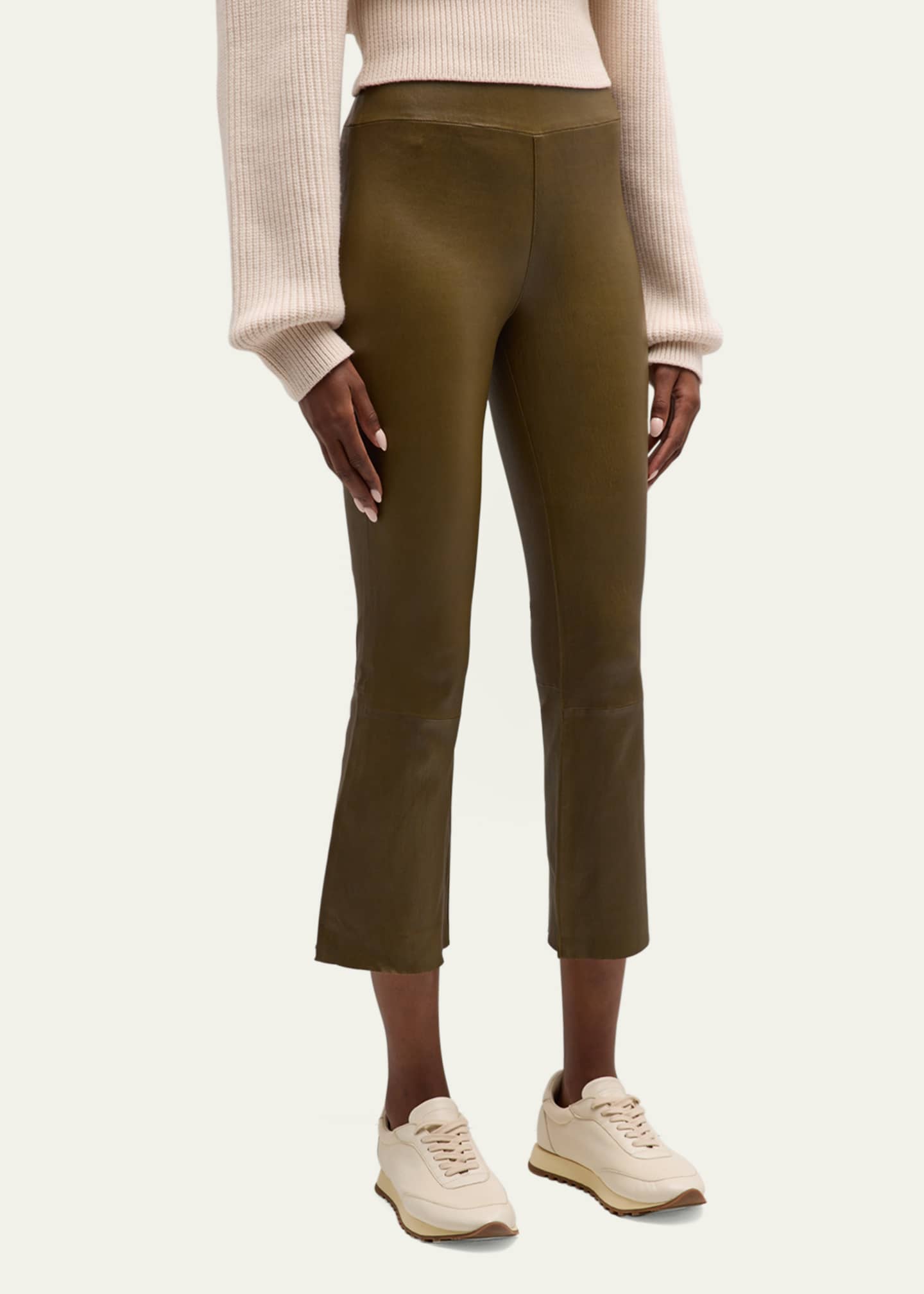 Pantalon Cuir évasé SPRWMN Taille XS - Noir - Coupe Cropped - Neuf Sans étiquettes