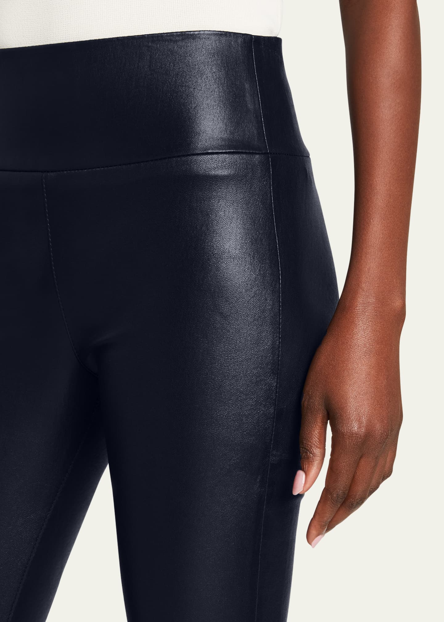 SPRWMN HighWaist FlareLeg Cropped Leather Leggings Bergdorf Goodman