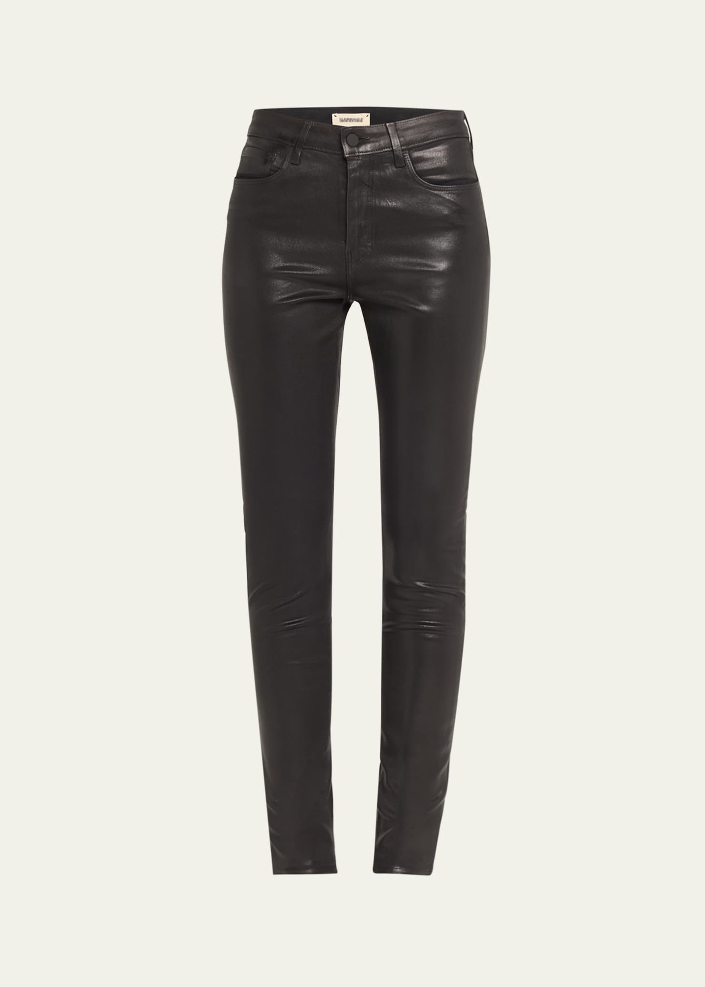 L'Agence Marguerite Coated Modal Denim High-Rise Skinny Jeans ...