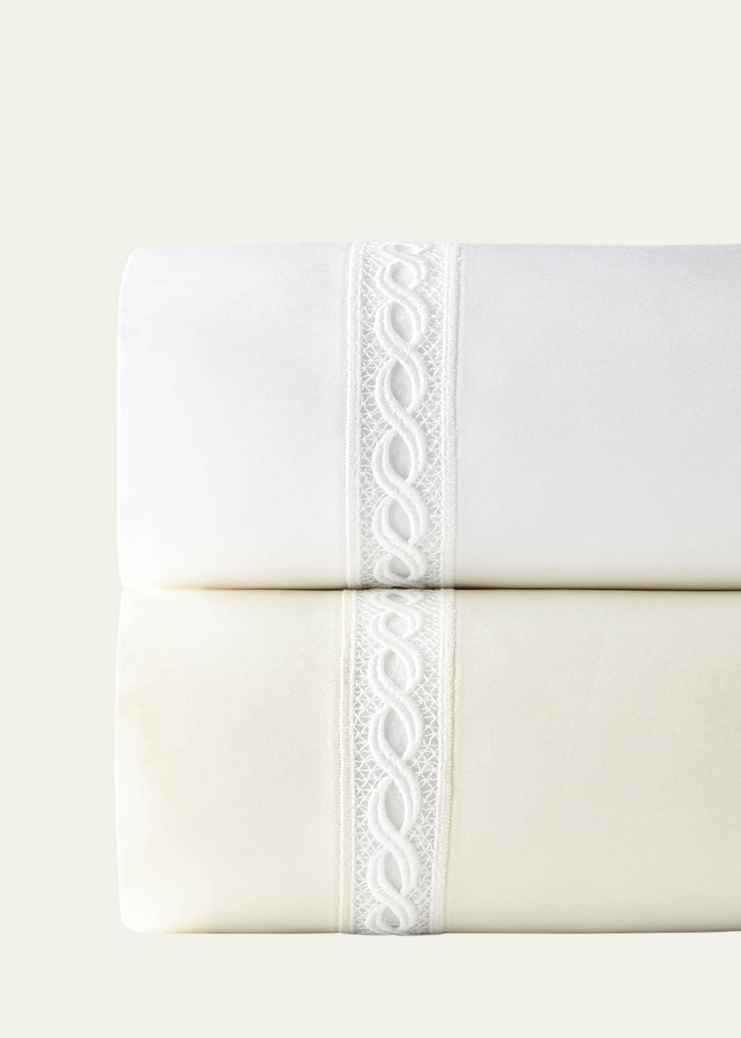 Sferra Millesimo Standard Lace Sateen Pillowcase Pair Image 1 of 2