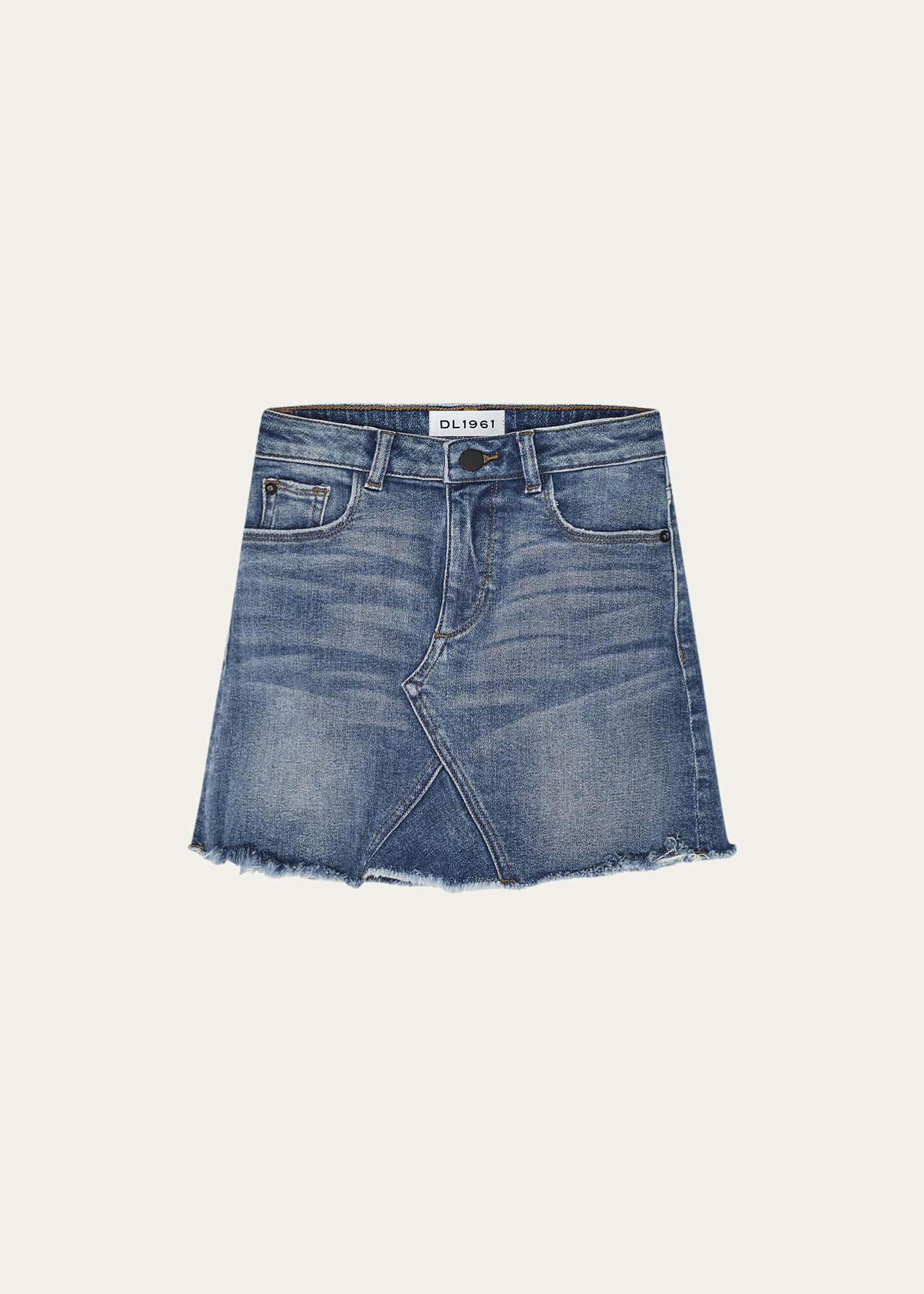 DL1961 Girls' Jenny Raw-Edge Denim Mini Skirt, Size 7-16 Image 1 of 2
